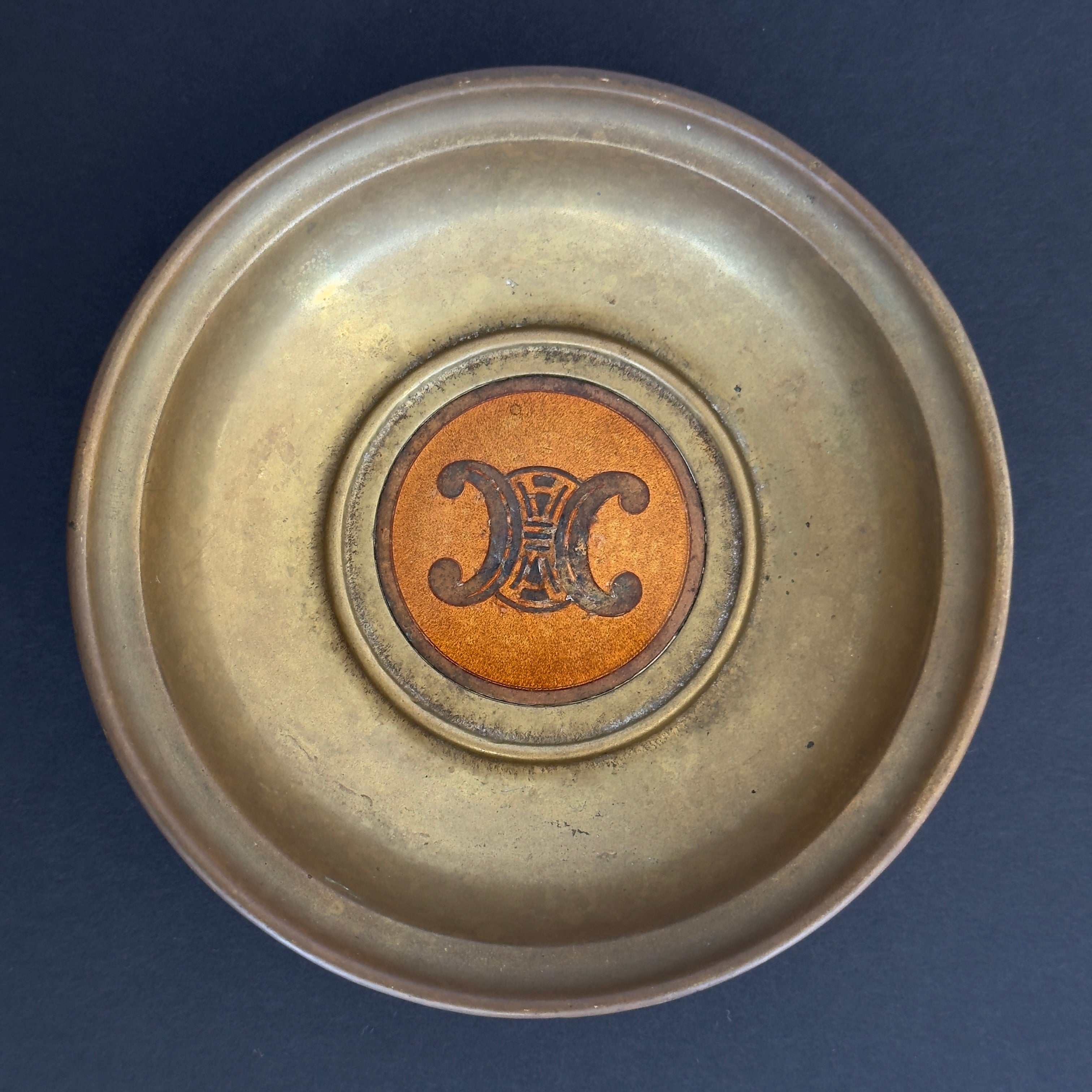 Vintage Celine Triomphe Brass Trinket Tray - Queen May