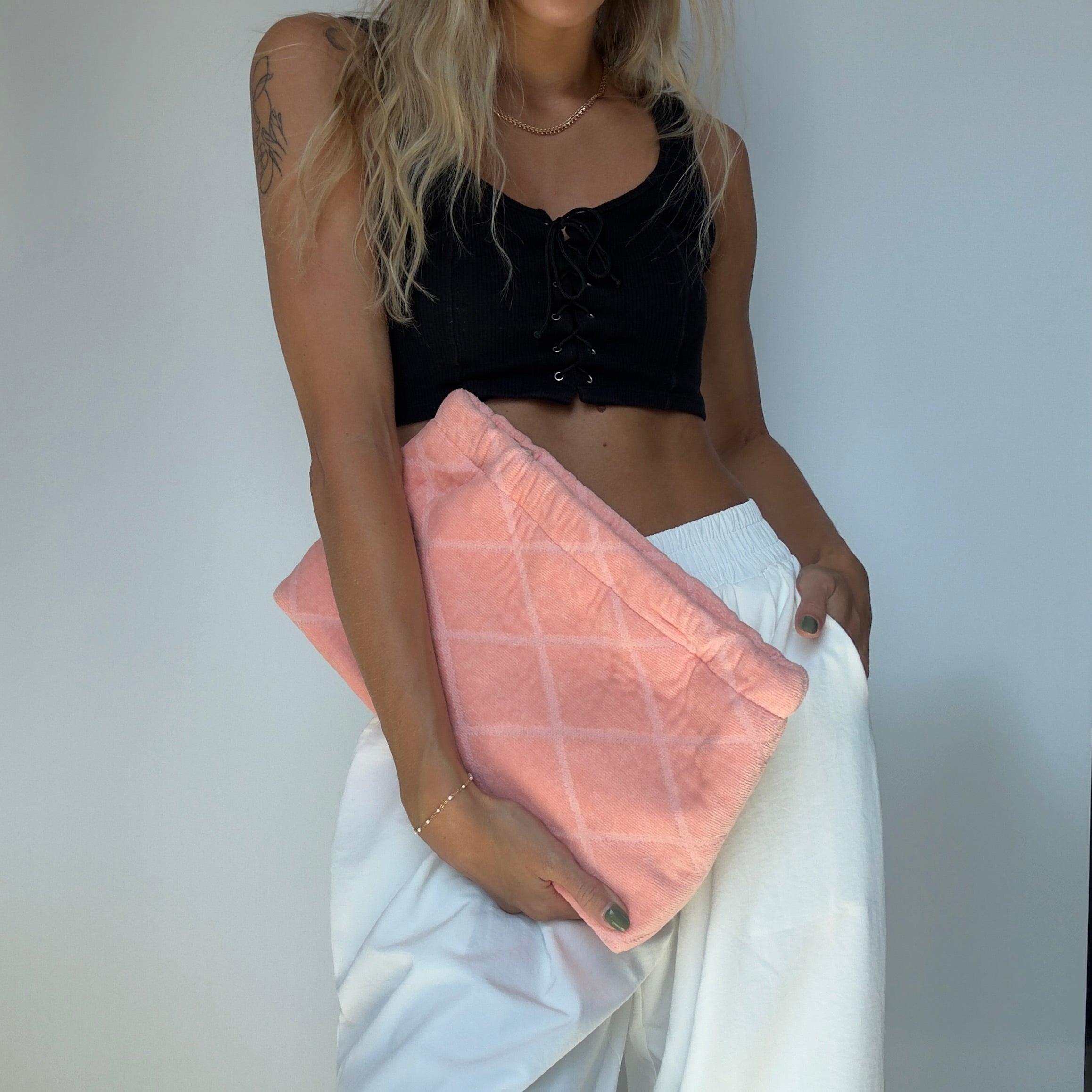 Lady Cuir x Queen May Saint Tropez Towel Clutch Peach - Queen May