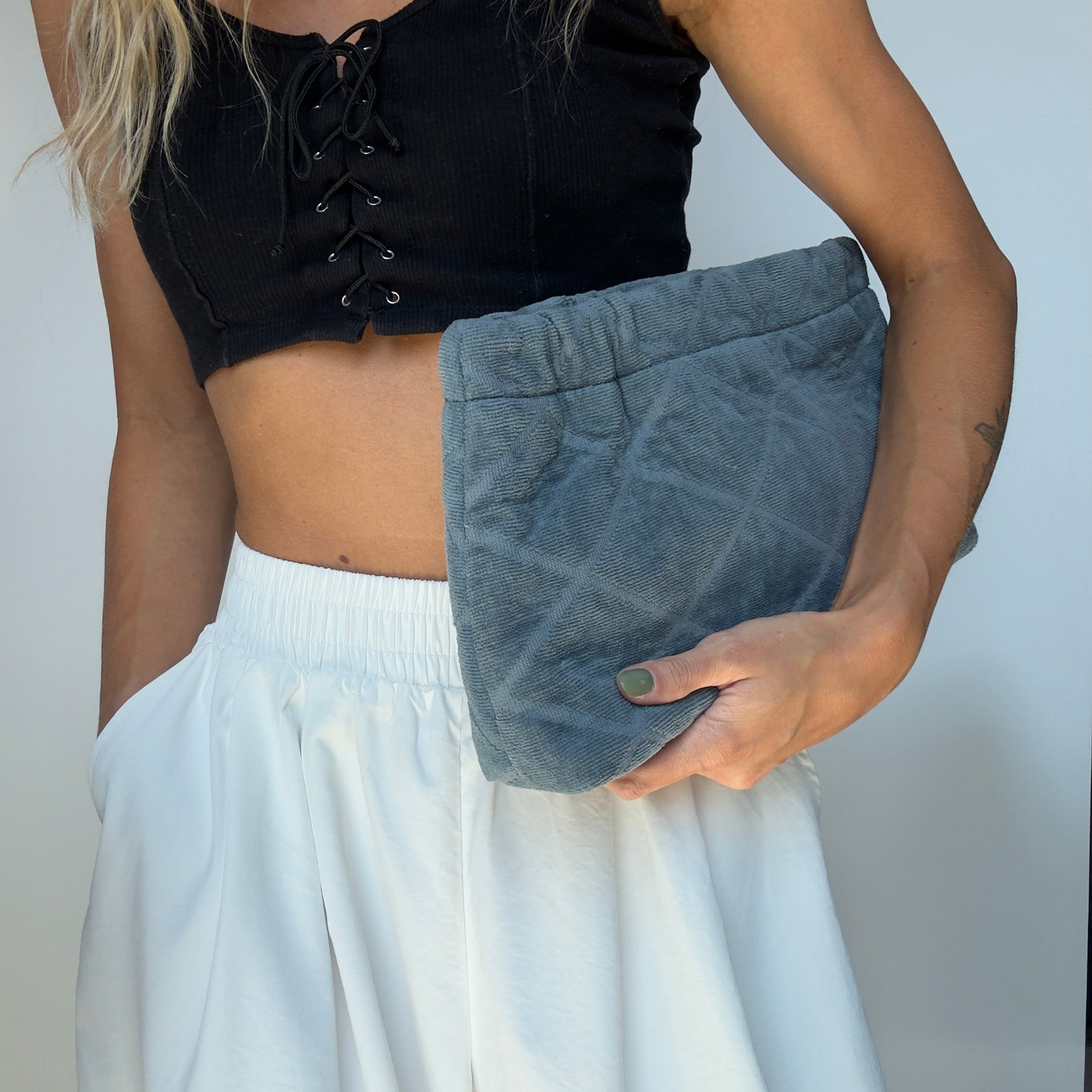 Lady Cuir x Queen May Saint Tropez Towel Clutch Blue Grey - Queen May