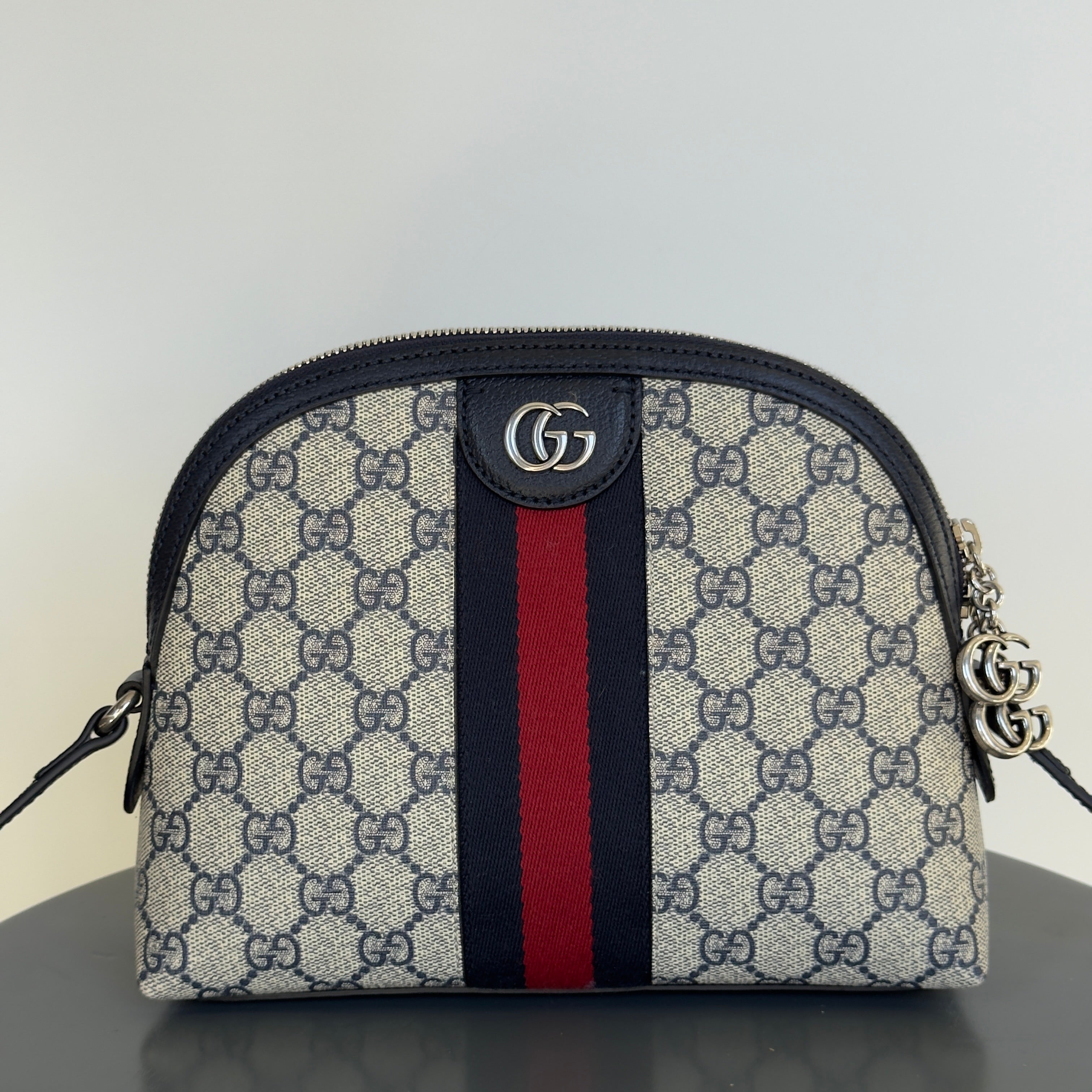 Gucci GG Supreme Monogram Dollar Ophidia Dome Bag Navy - Queen May