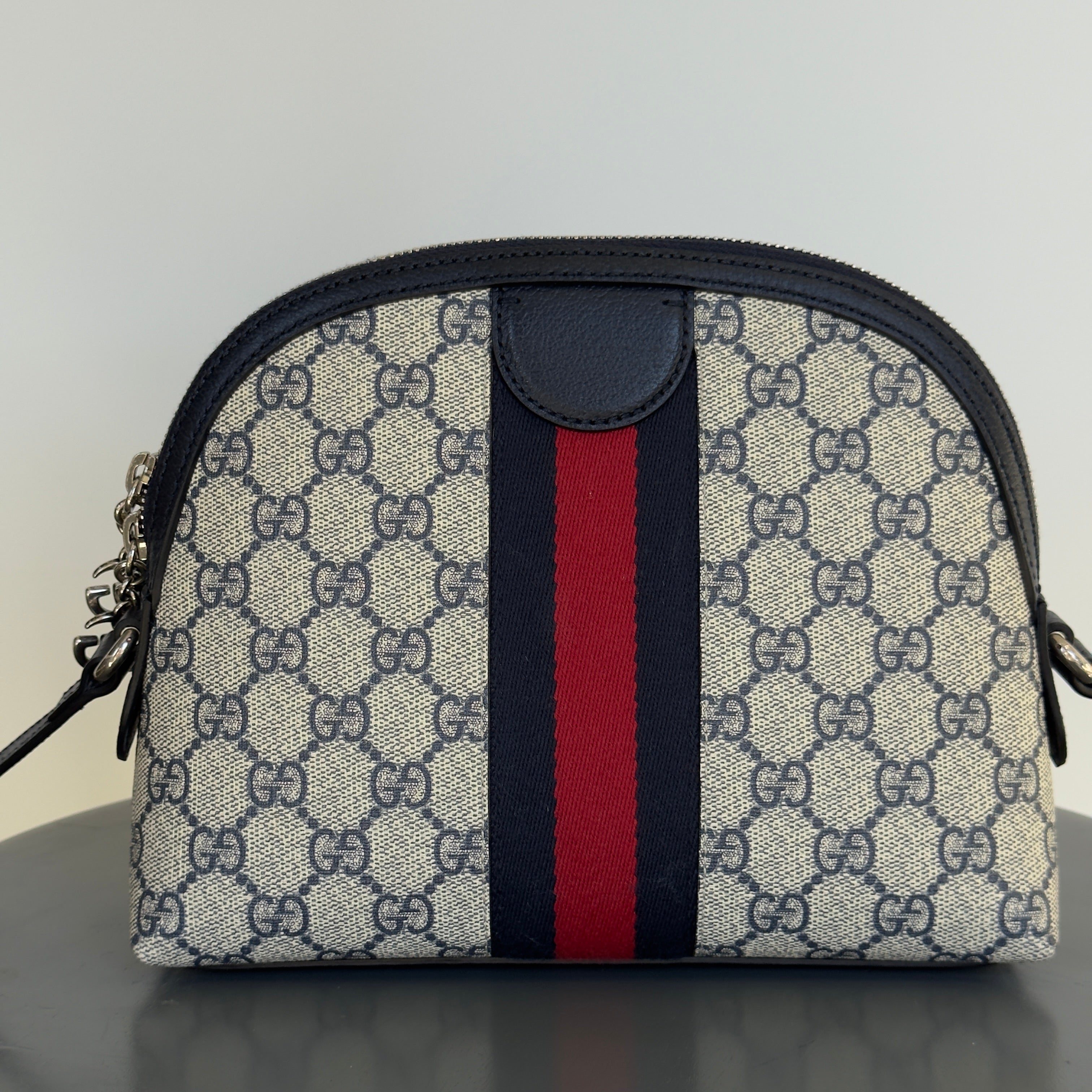 Gucci GG Supreme Monogram Dollar Ophidia Dome Bag Navy - Queen May