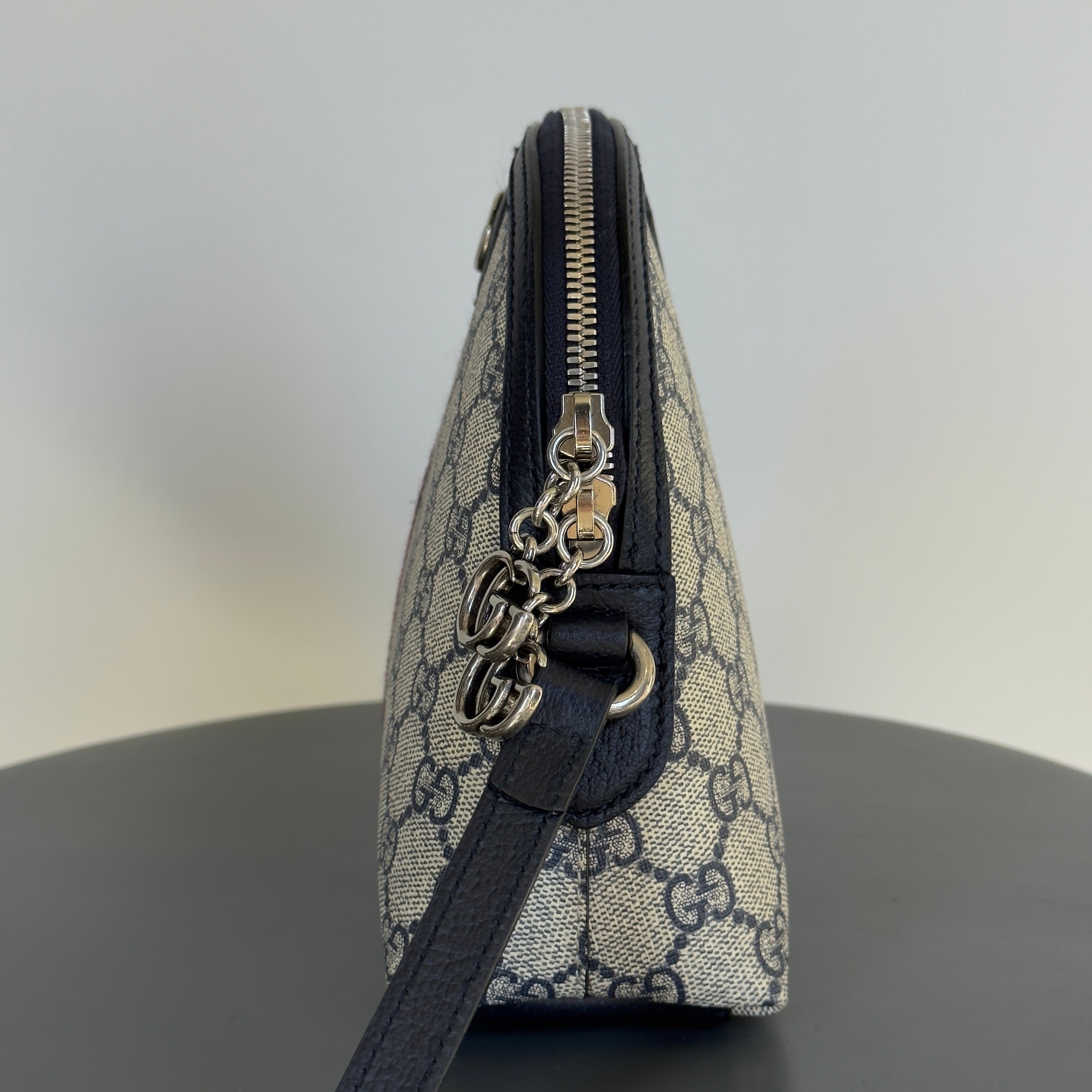 Gucci GG Supreme Monogram Dollar Ophidia Dome Bag Navy - Queen May