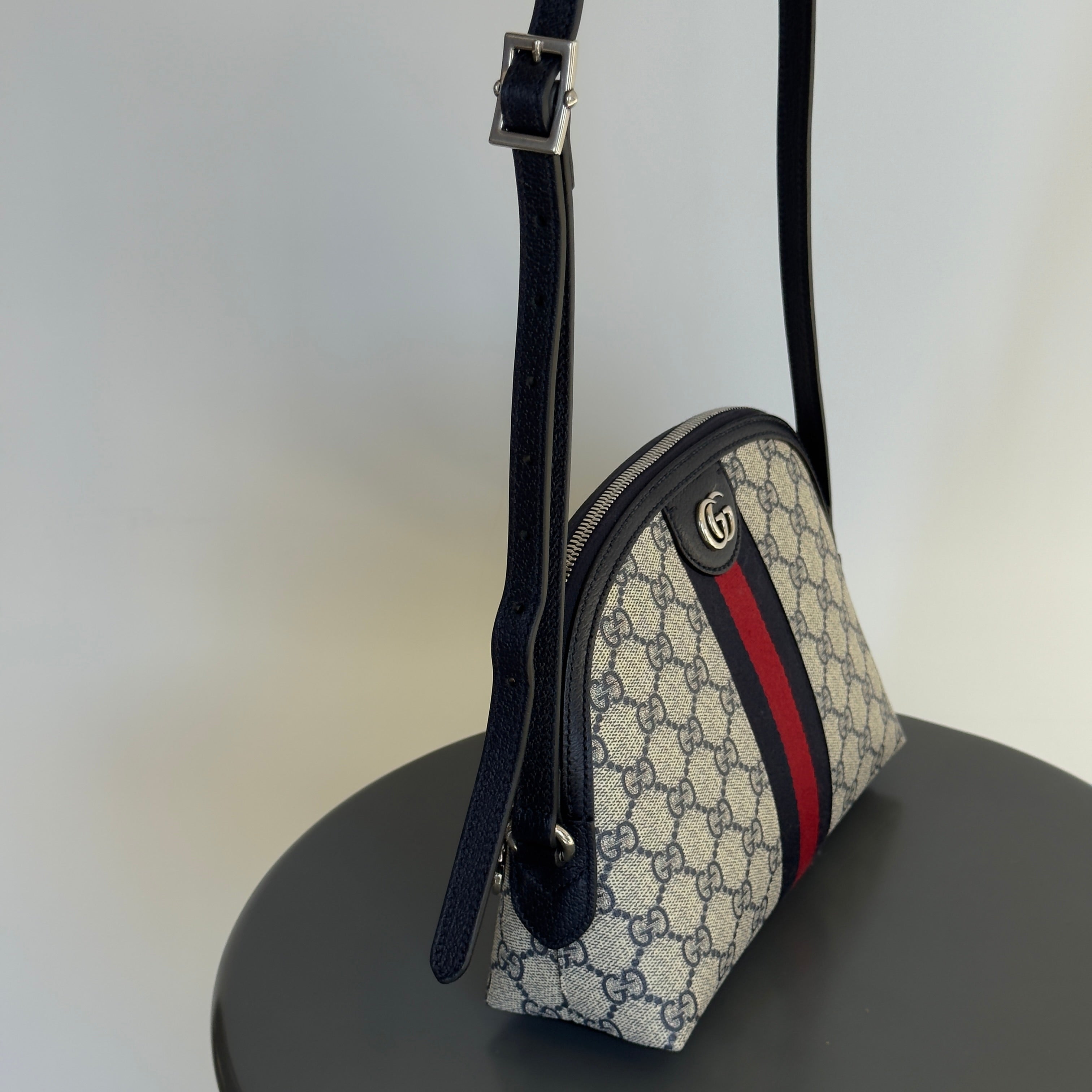Gucci GG Supreme Monogram Dollar Ophidia Dome Bag Navy - Queen May