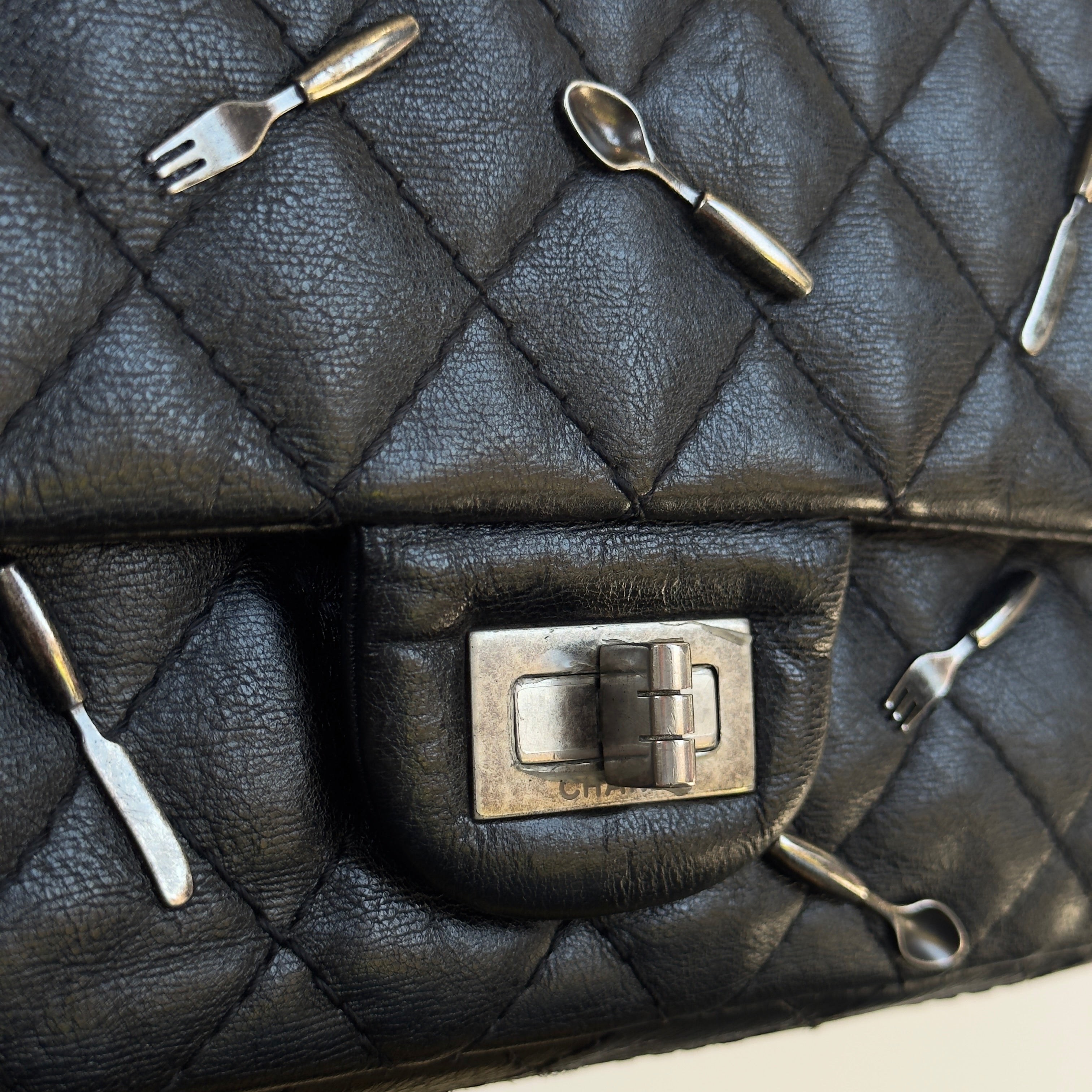 Ultra Rare Limited Edition Chanel 2015 Calfskin Brasserie Charms 2.55 Reissue Flap Bag