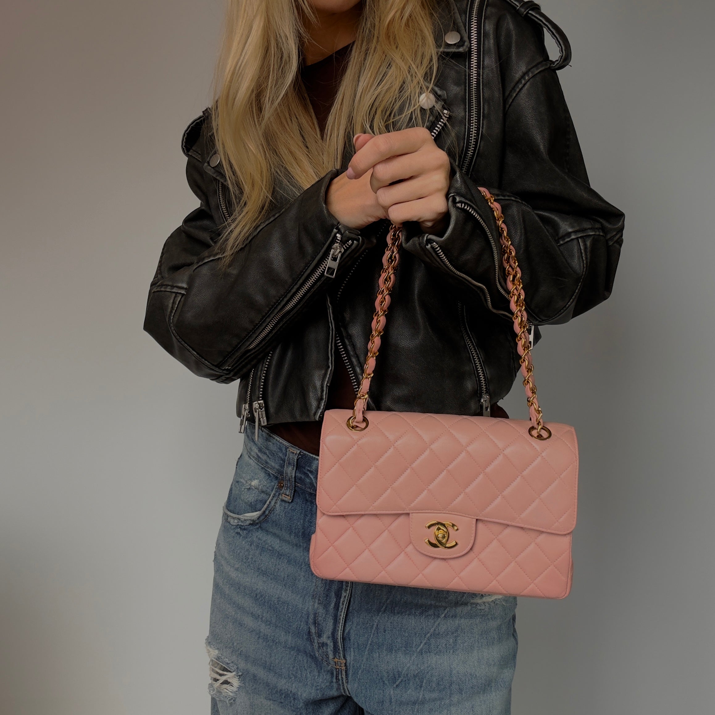 Rare Chanel Pink Lambskin Double Turnlock Flap Bag - Queen May