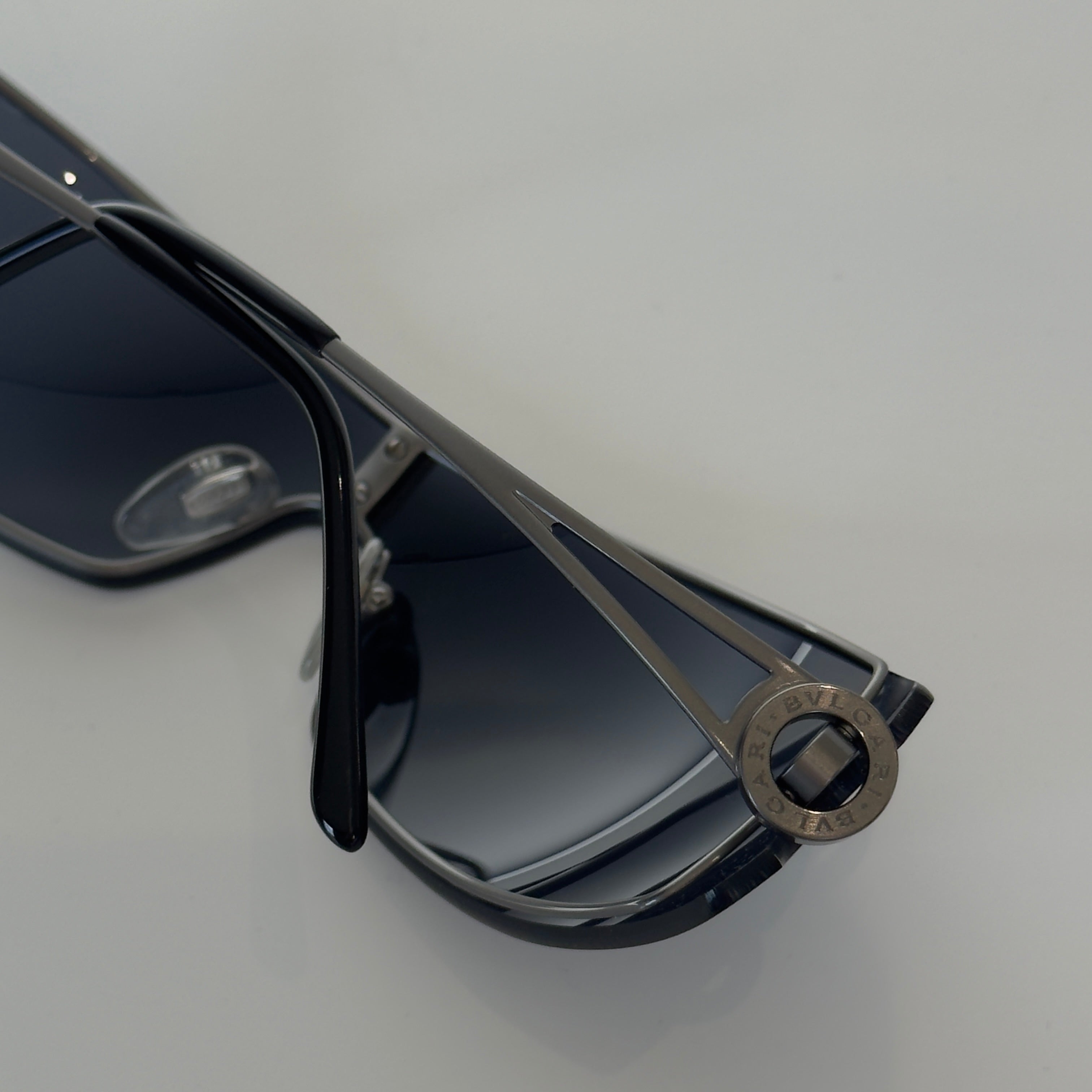 Bvlgari Black Wire Frame Shield Sunglasses - Queen May