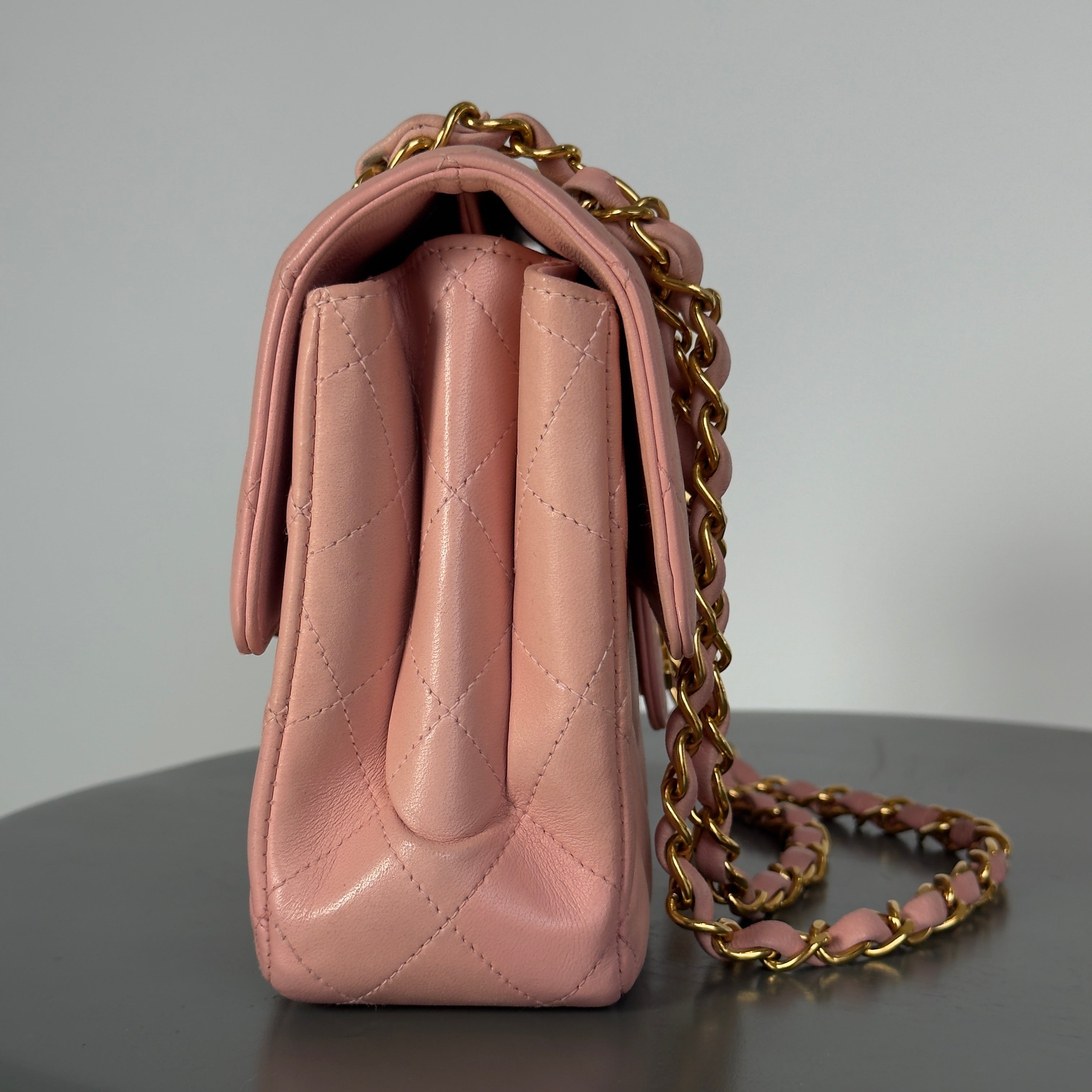 Rare Chanel Pink Lambskin Double Turnlock Flap Bag - Queen May