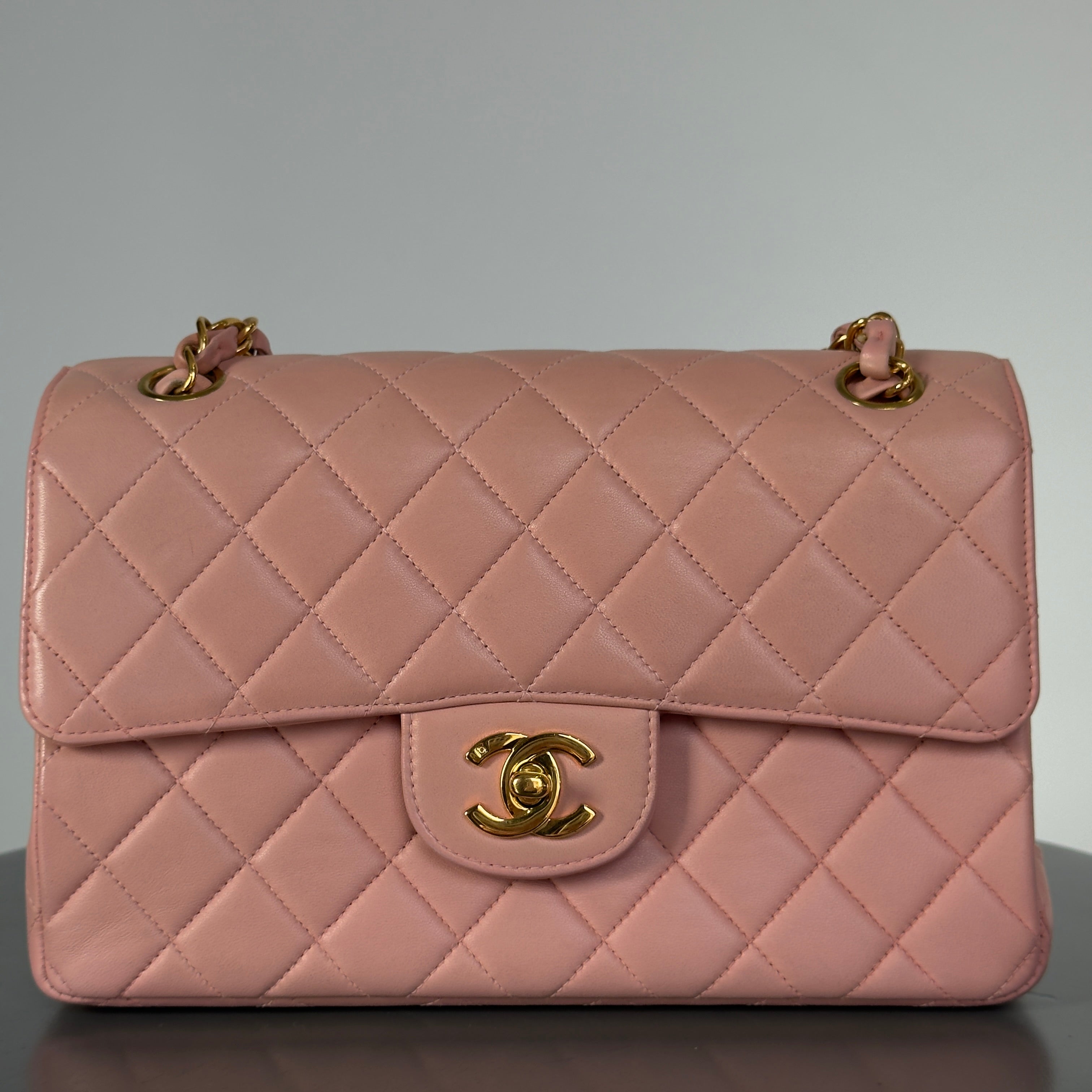 Rare Chanel Pink Lambskin Double Turnlock Flap Bag - Queen May