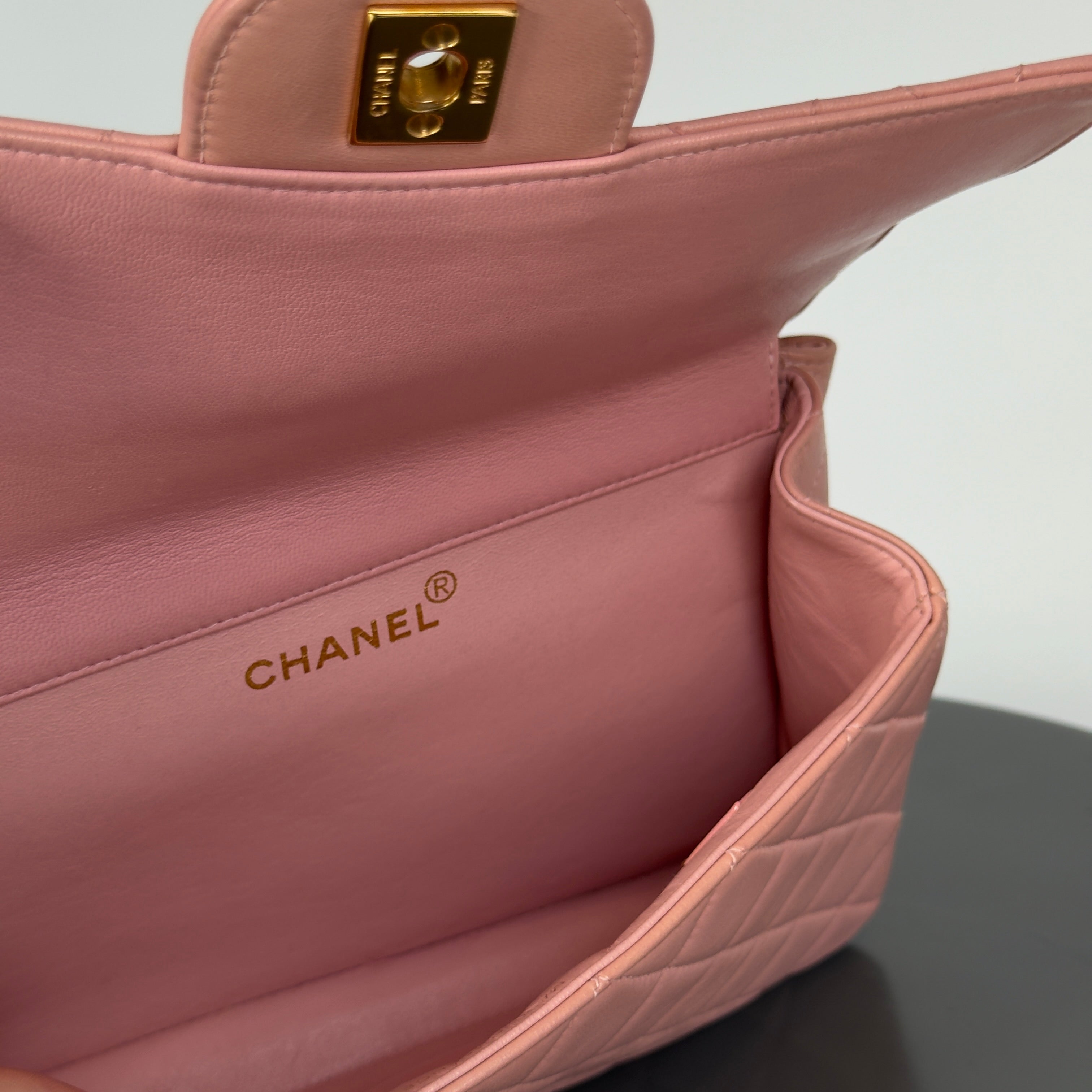 Rare Chanel Pink Lambskin Double Turnlock Flap Bag - Queen May
