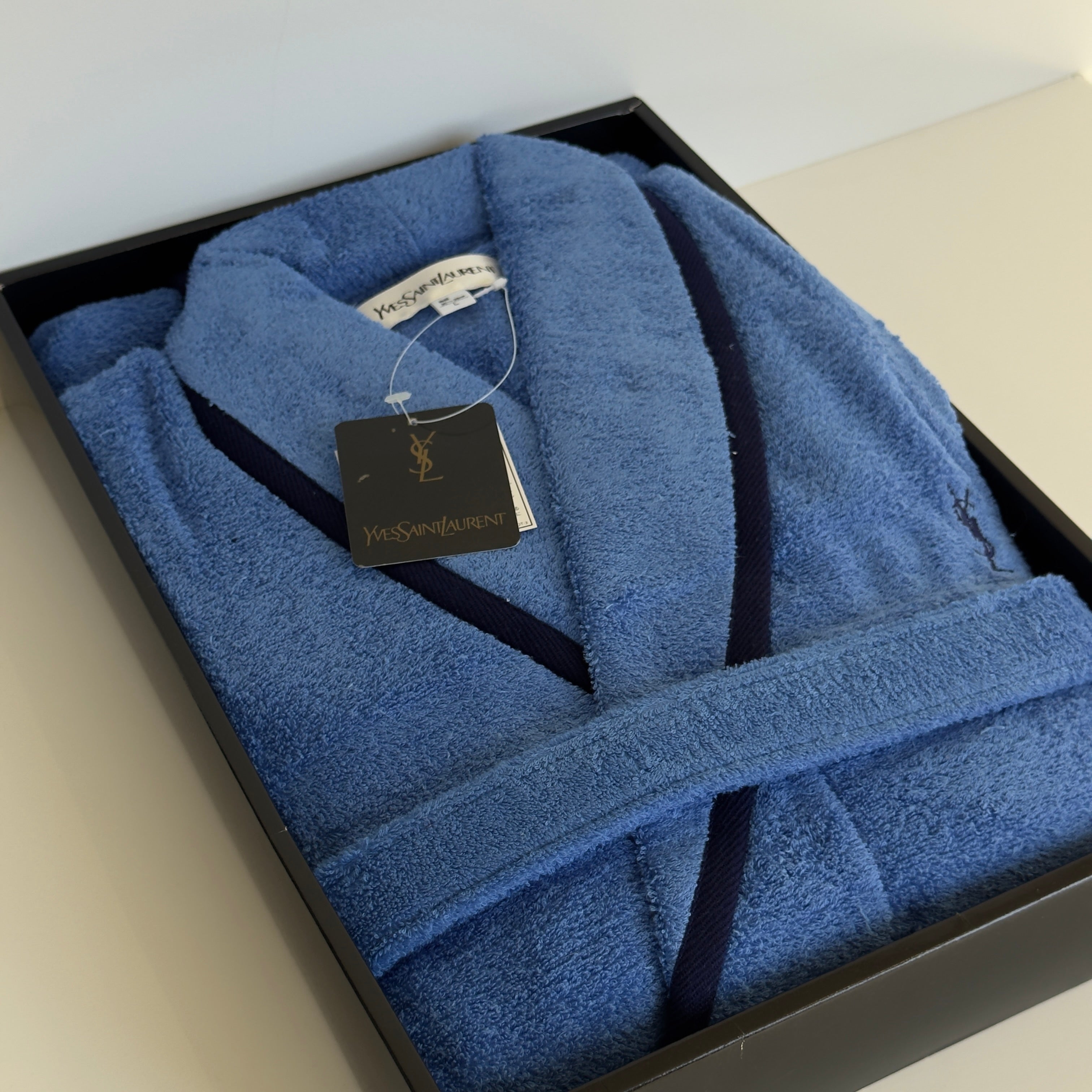 Vintage Yves Saint Laurent Terry Cloth Robe Blue - Queen May