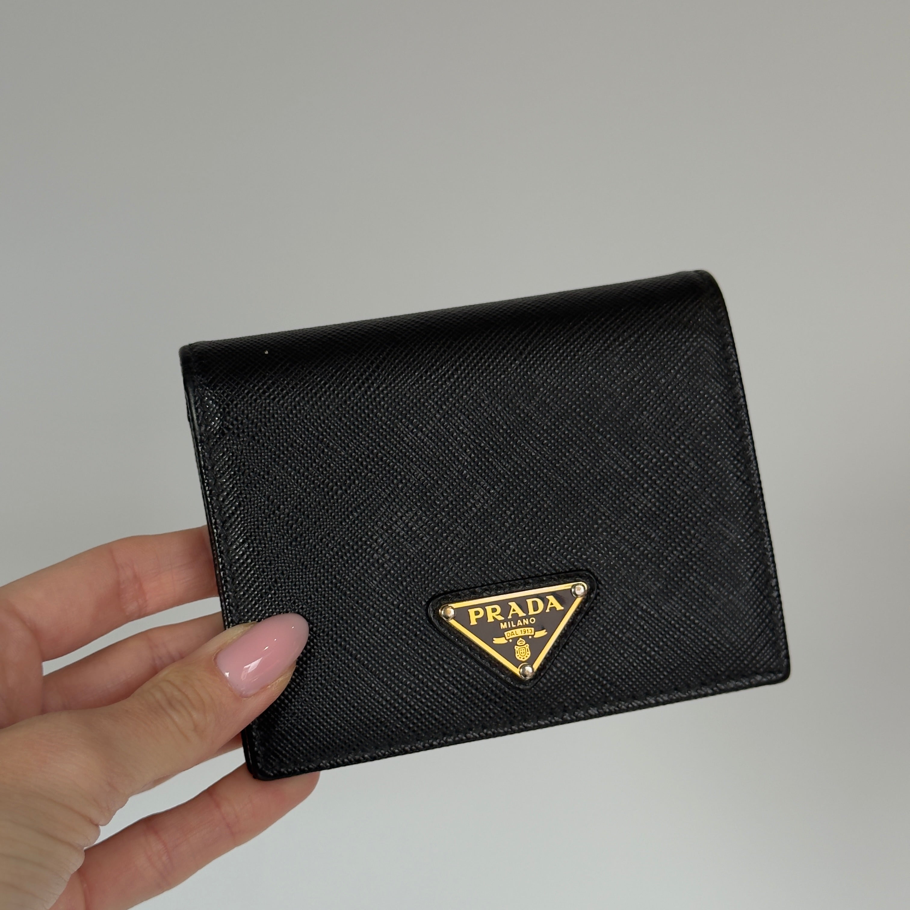 Prada Triangle Logo Saffiano Leather Wallet - Queen May