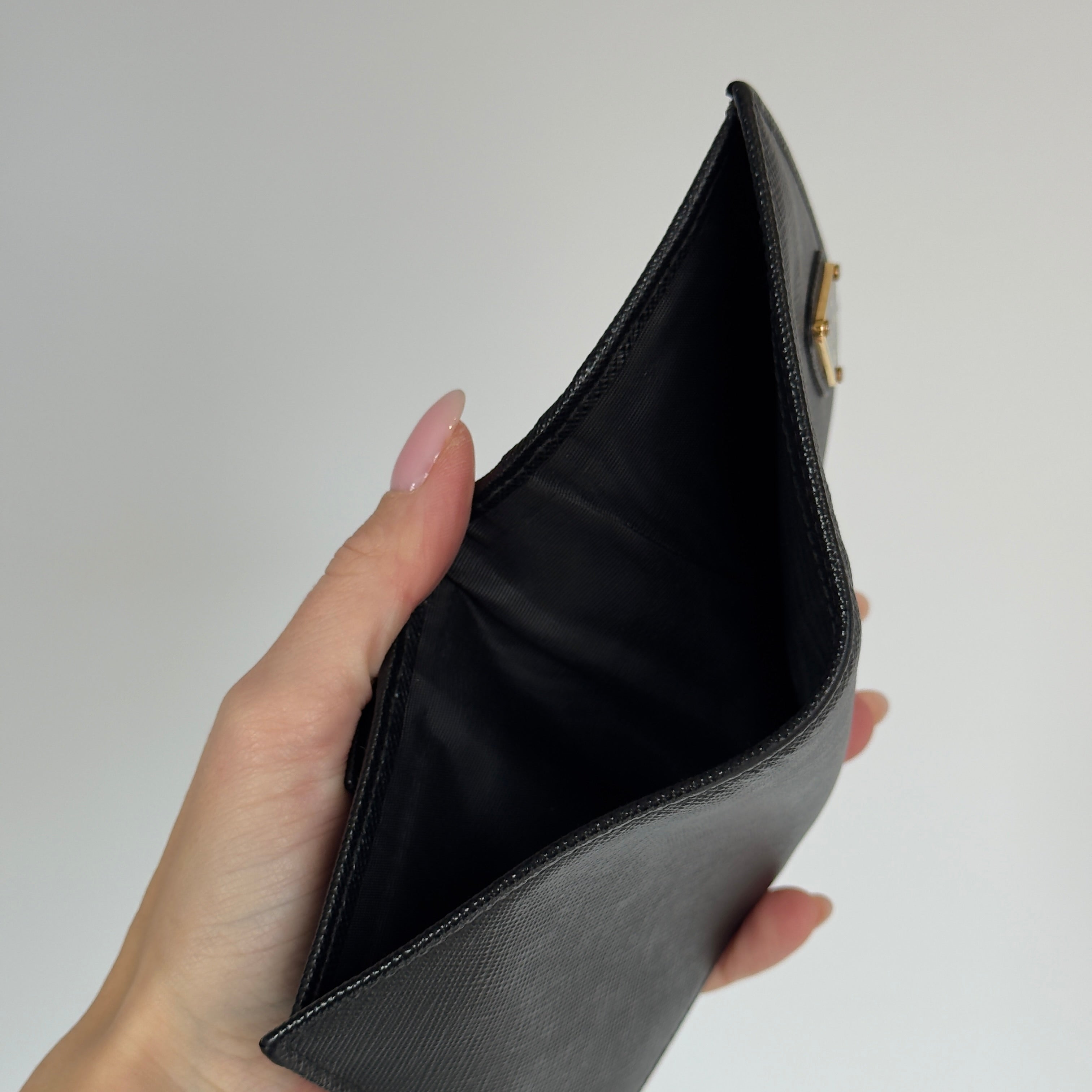 Prada Triangle Logo Saffiano Leather Wallet - Queen May