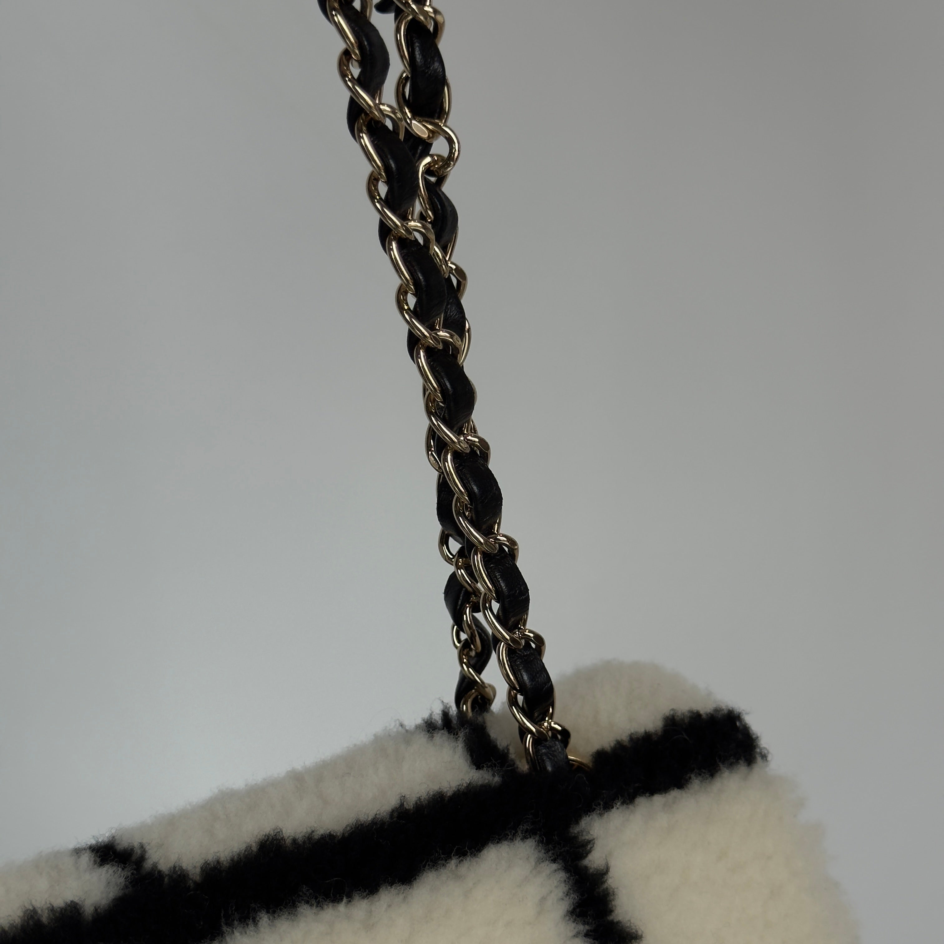 Chanel Black and White Shearling Flap - Queen May