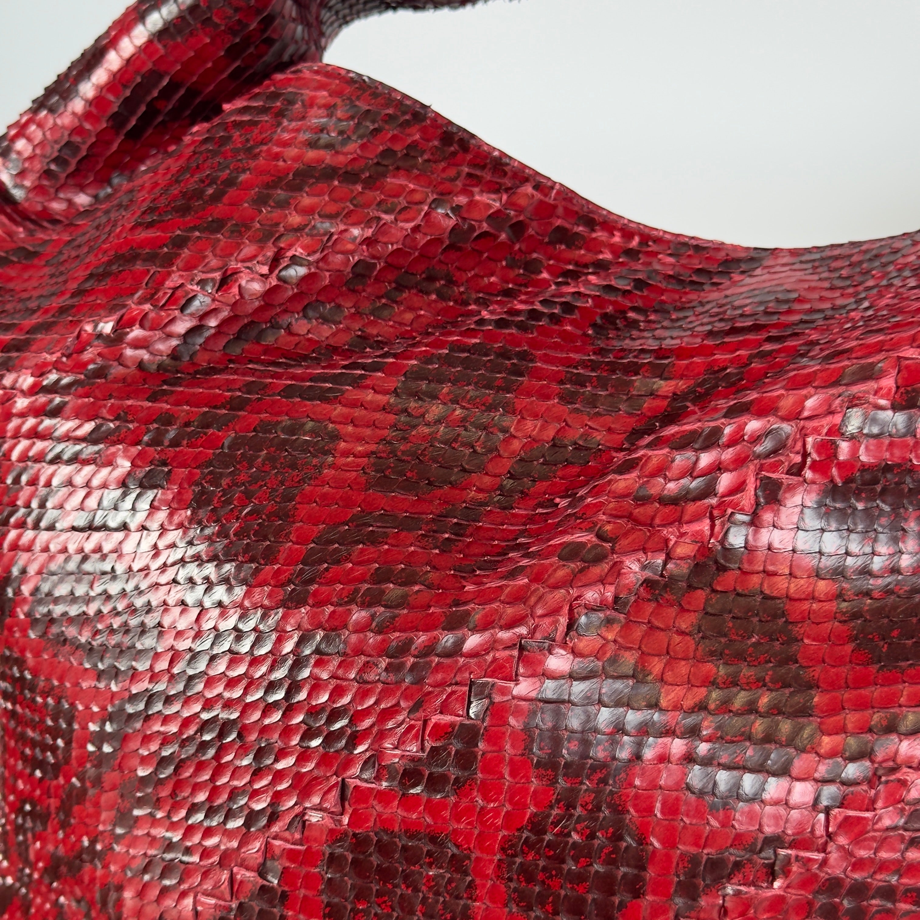 Bottega Veneta Hop Python Bag Red - Queen May
