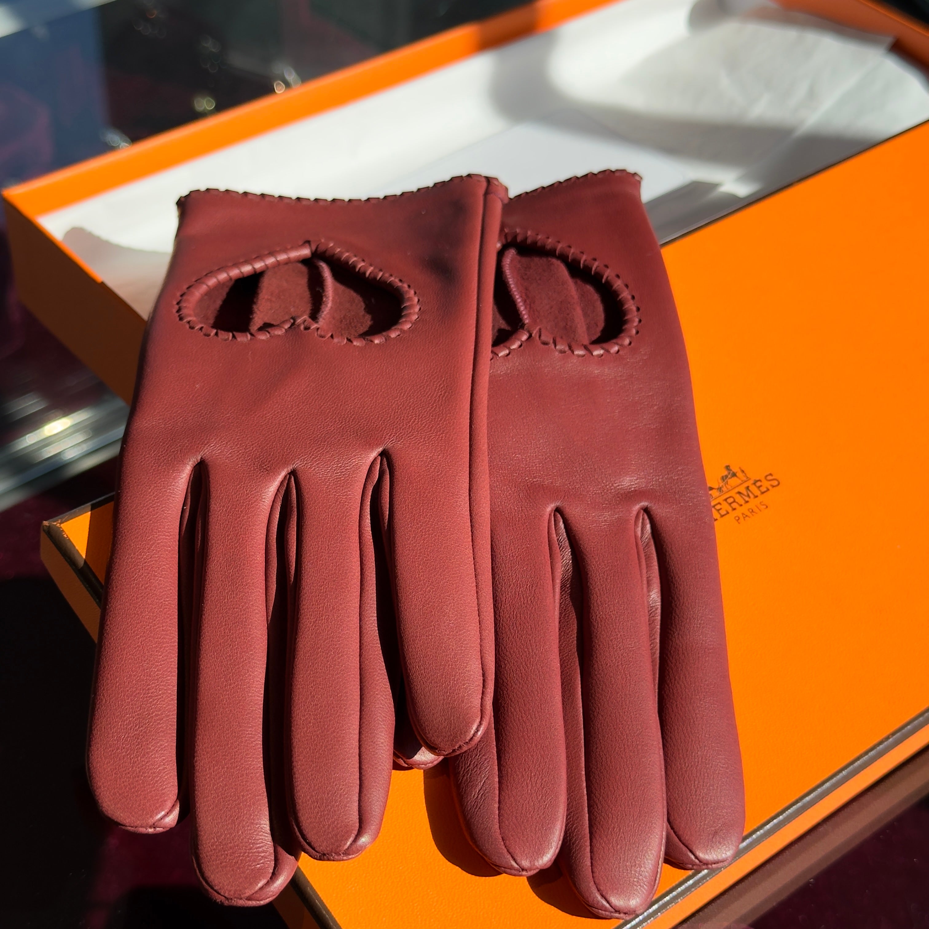 Hermes Heart Gloves In Red Lambskin - Queen May