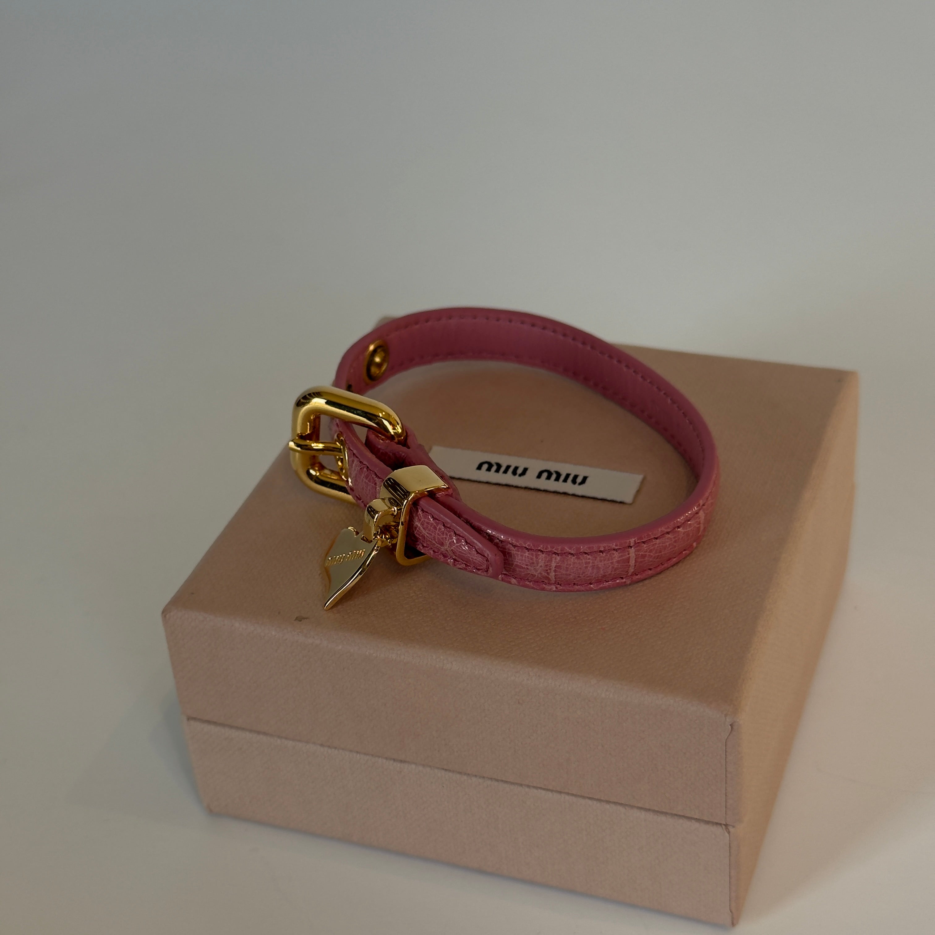 Miu Miu Blush Pink Heart Charm Bracelet - Queen May