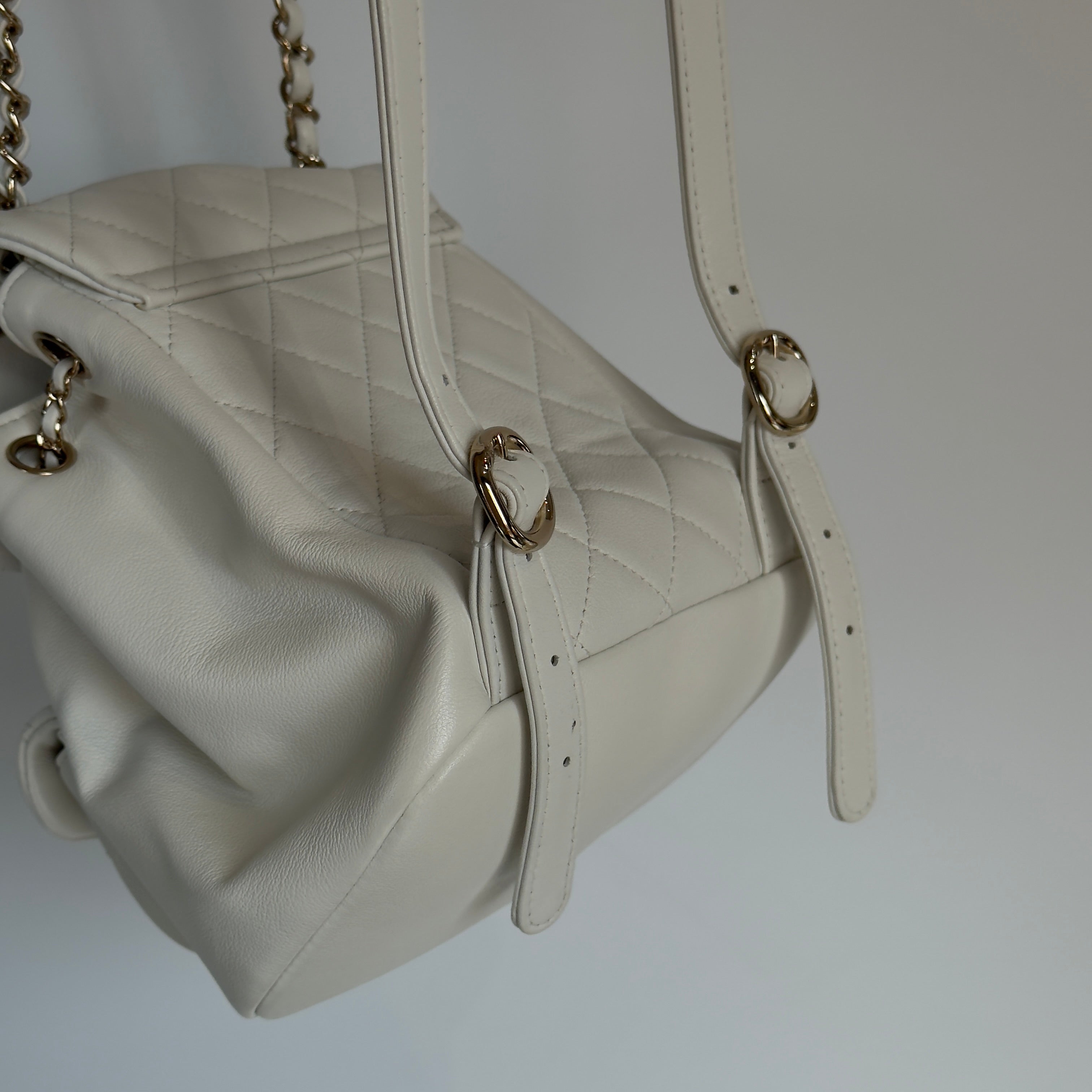 Chanel Small Duma Pockets Drawstring Backpack White