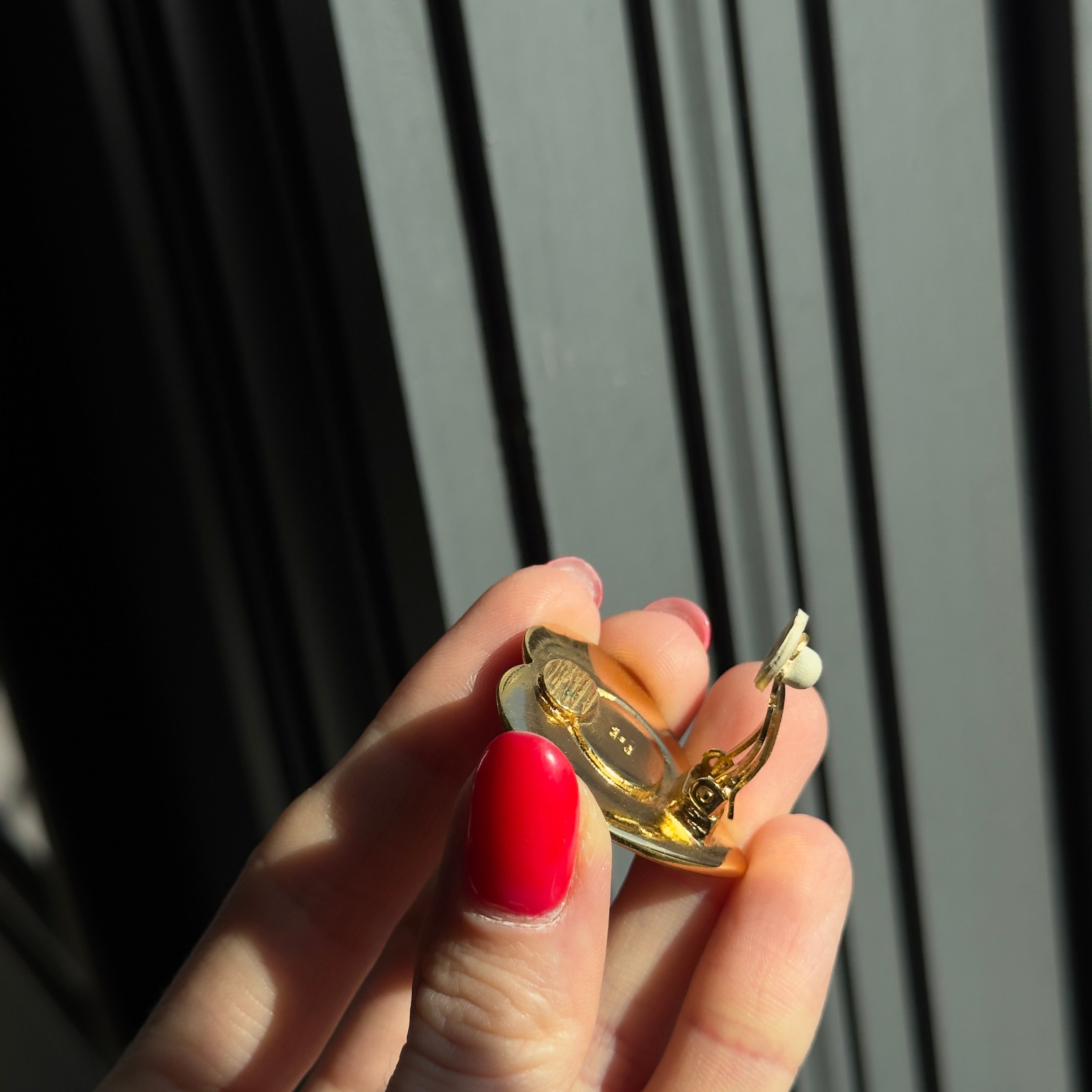 Rare Vintage Yves Saint Laurent Heart Cabochon Clip On Earring - Queen May