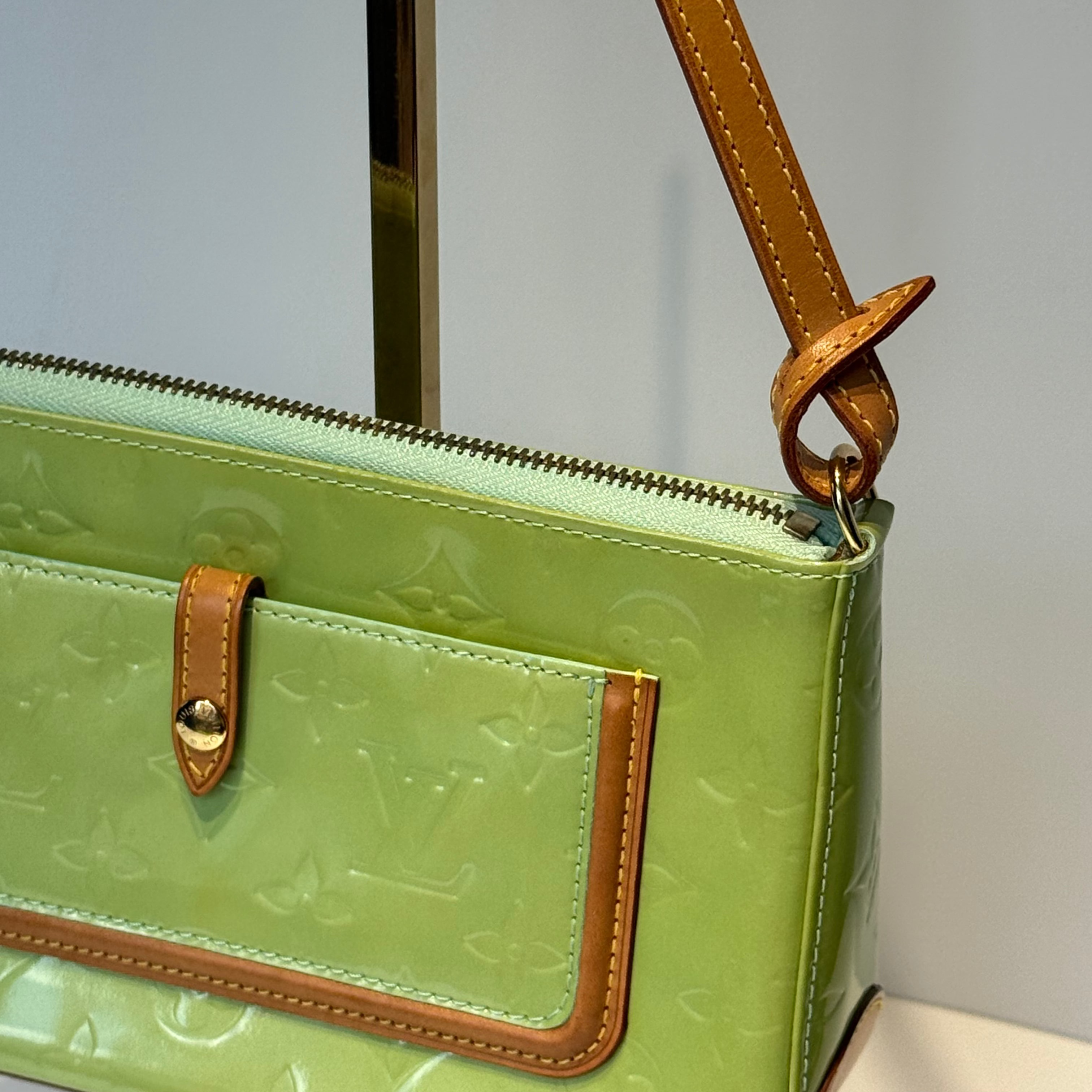 Rare Louis Vuitton Mallory Square Vernis Clutch Peppermint - Queen May