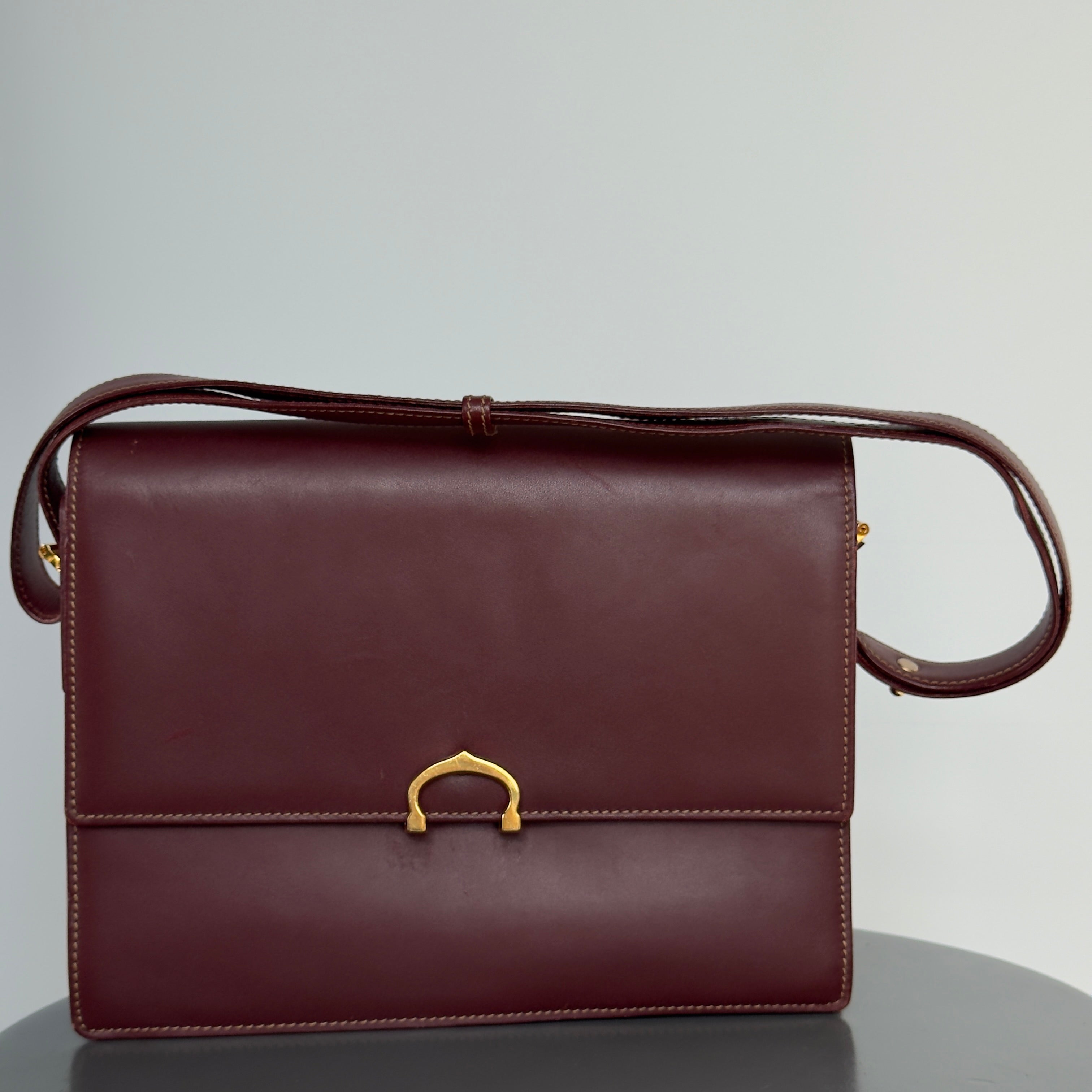 Cartier Must De Cartier Bordeaux Leather Flap Bag - Queen May