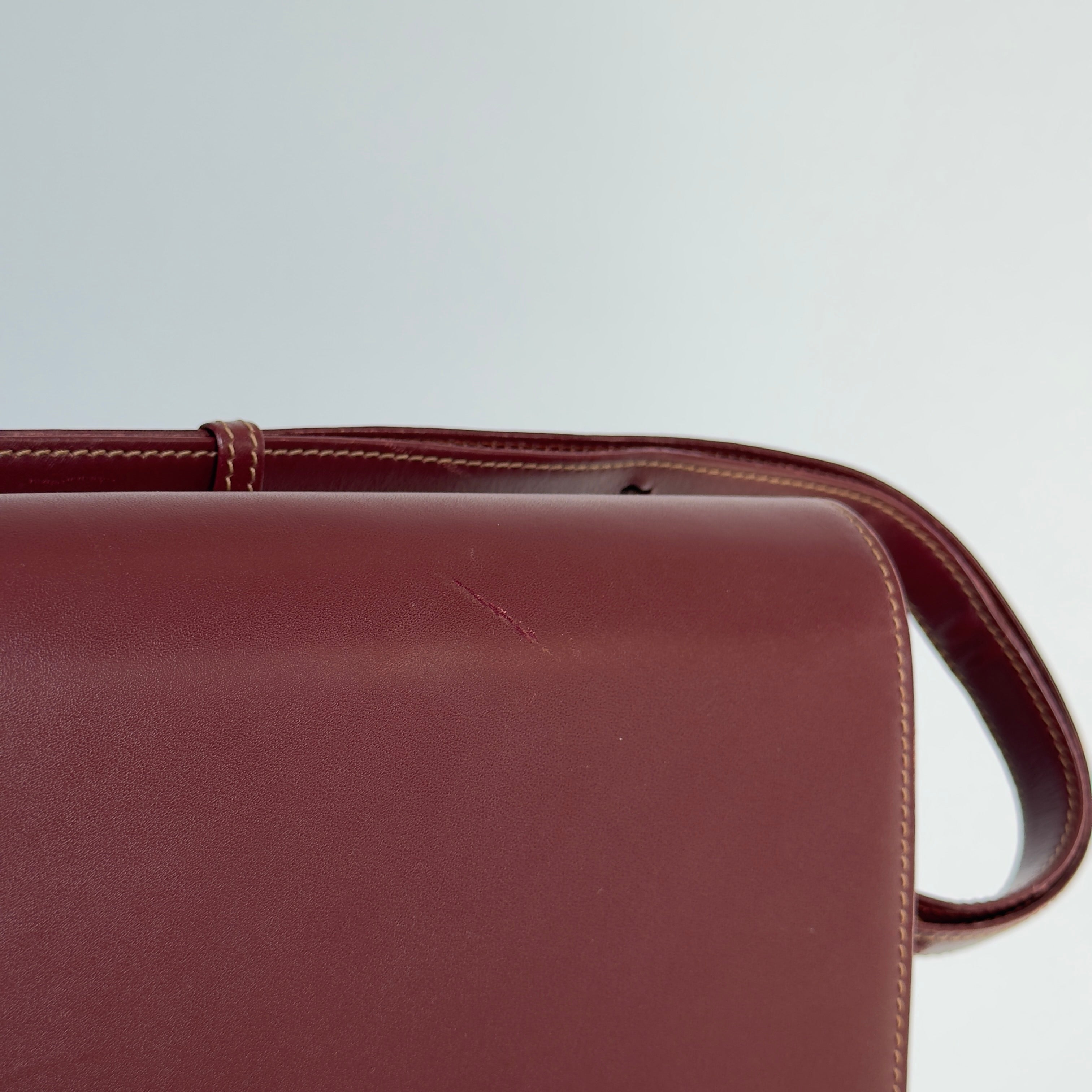 Cartier Must De Cartier Bordeaux Leather Flap Bag - Queen May