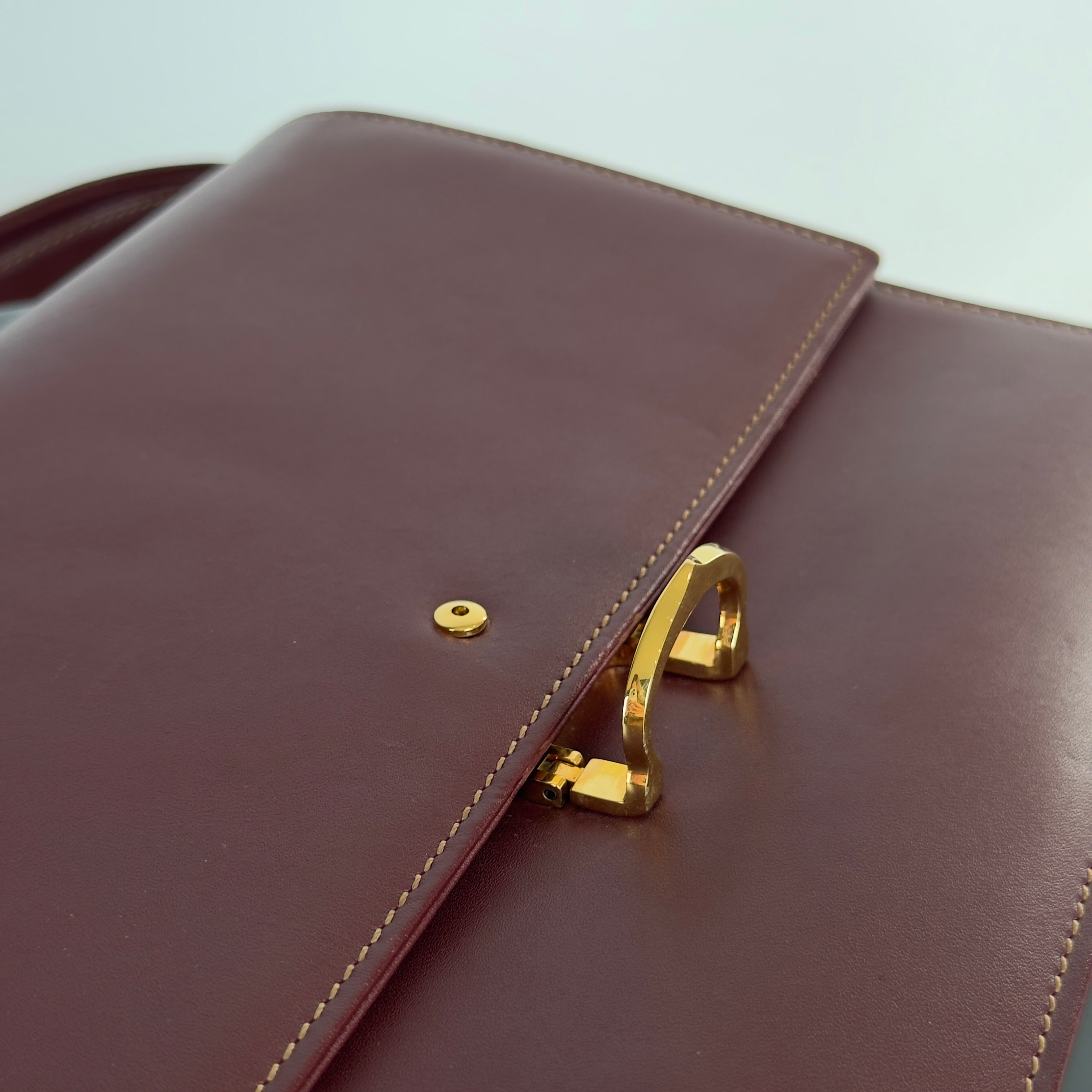 Cartier Must De Cartier Bordeaux Leather Flap Bag - Queen May