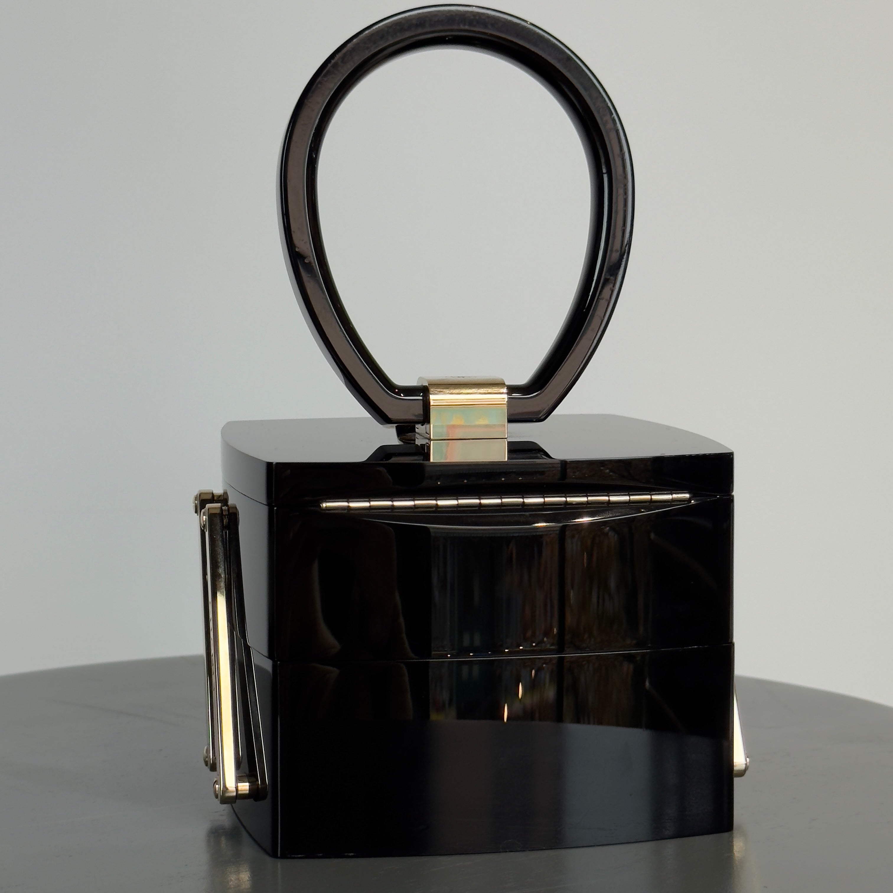 Chanel Black Lucite Devil Wears Prada Runway Top Handle Bag Fall 2016 Minaudiere