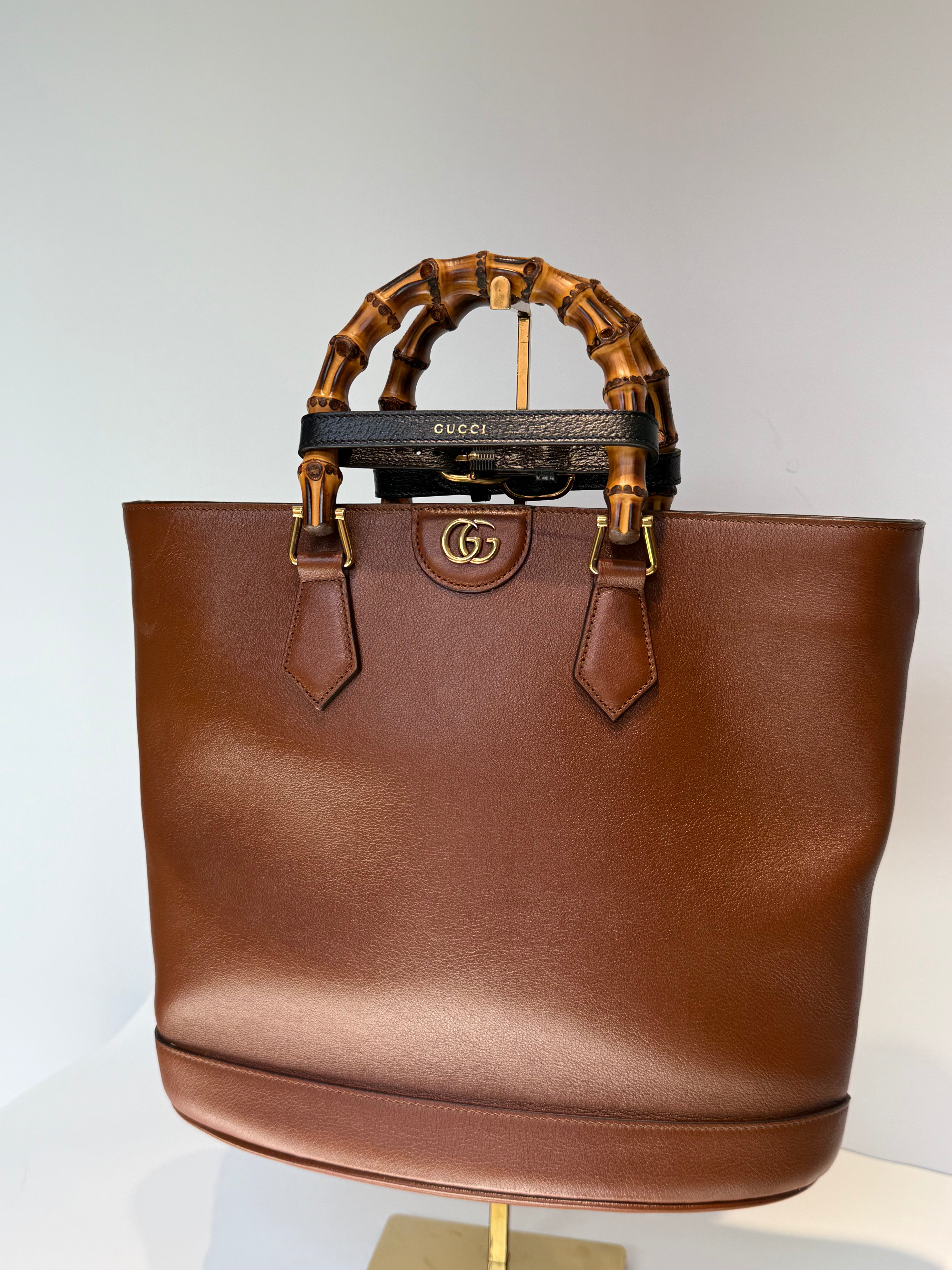 Gucci Diana Medium Leather Tote Brown - Queen May