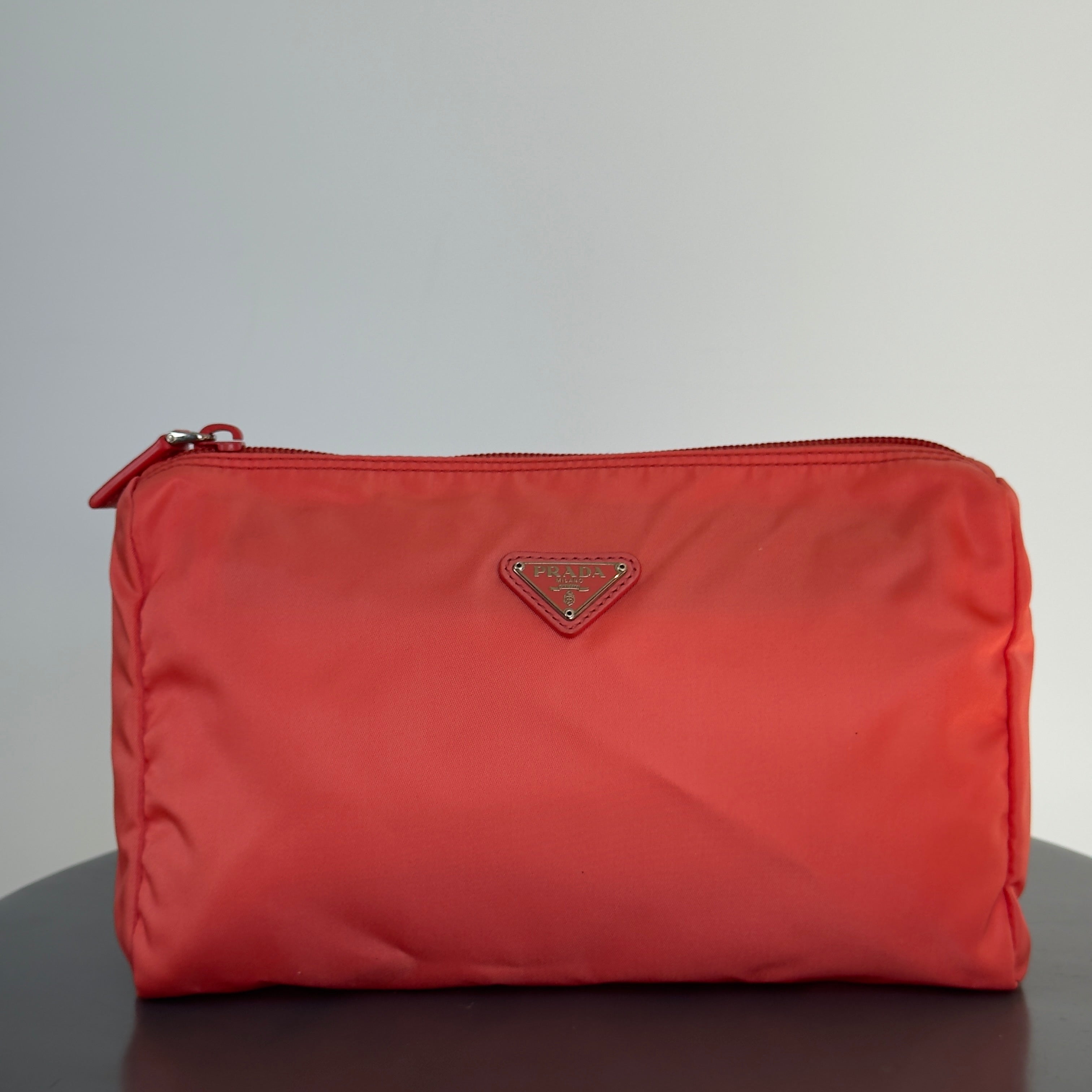 Prada Nylon Orange Cosmetic Pouch - Queen May