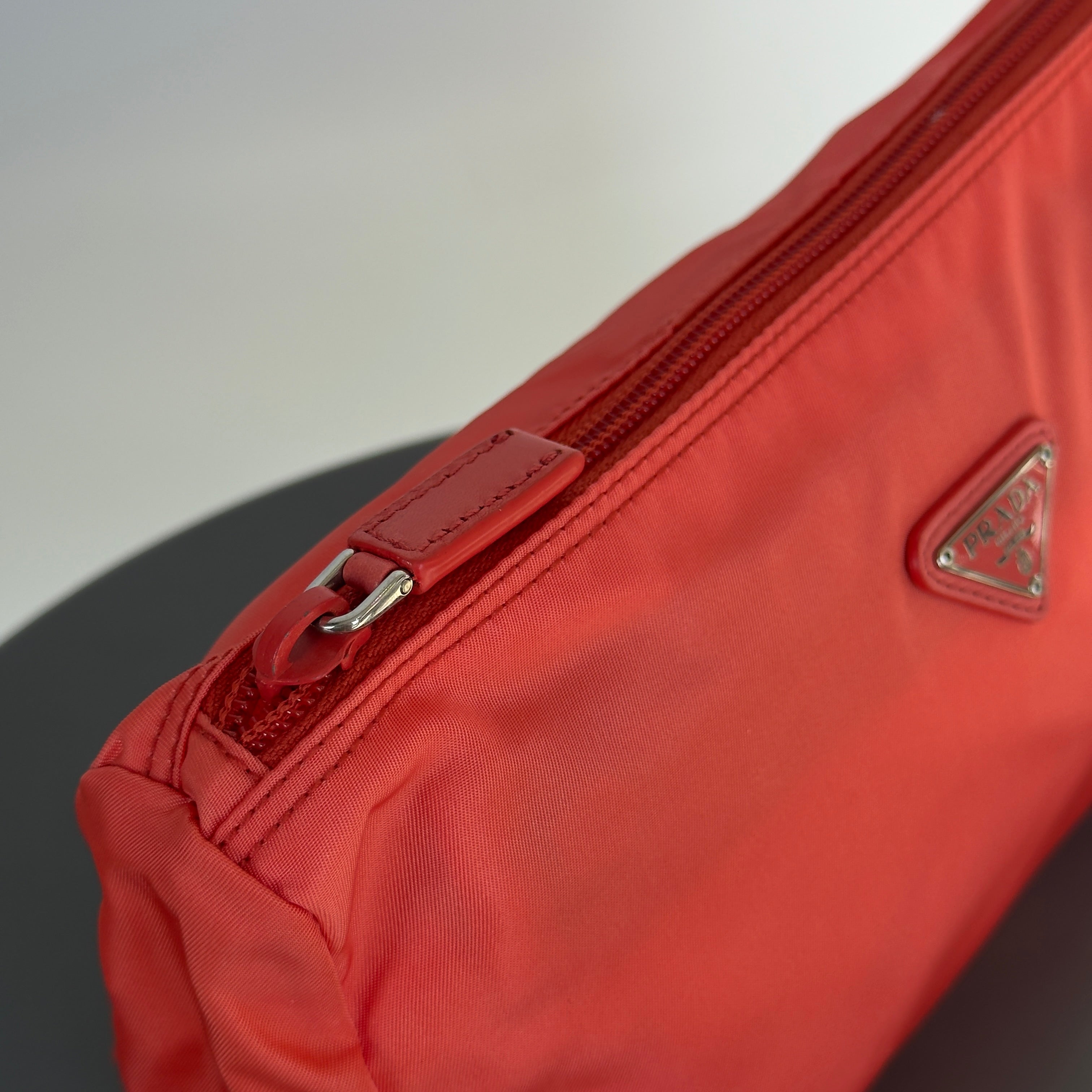 Prada Nylon Orange Cosmetic Pouch - Queen May
