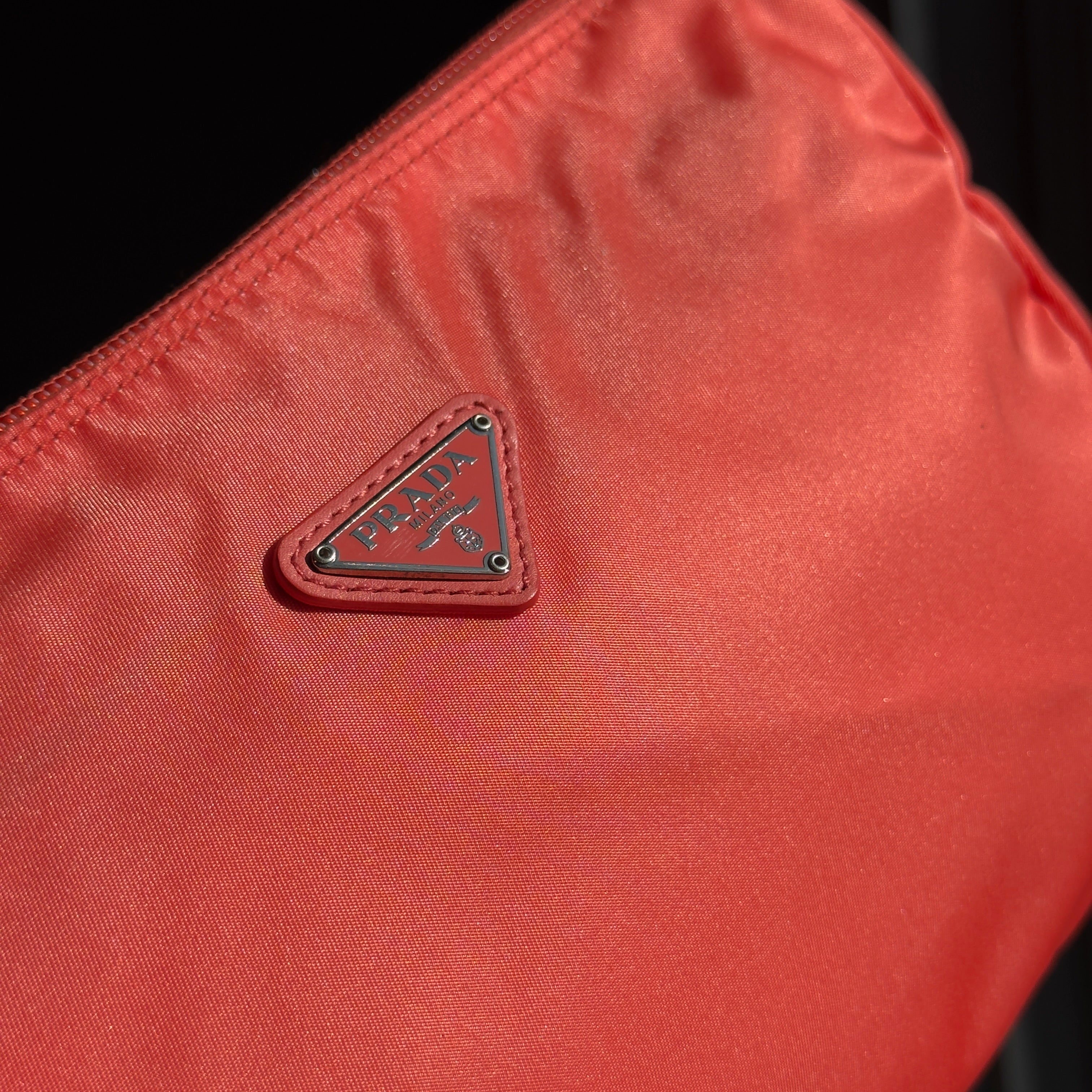 Prada Nylon Orange Cosmetic Pouch - Queen May