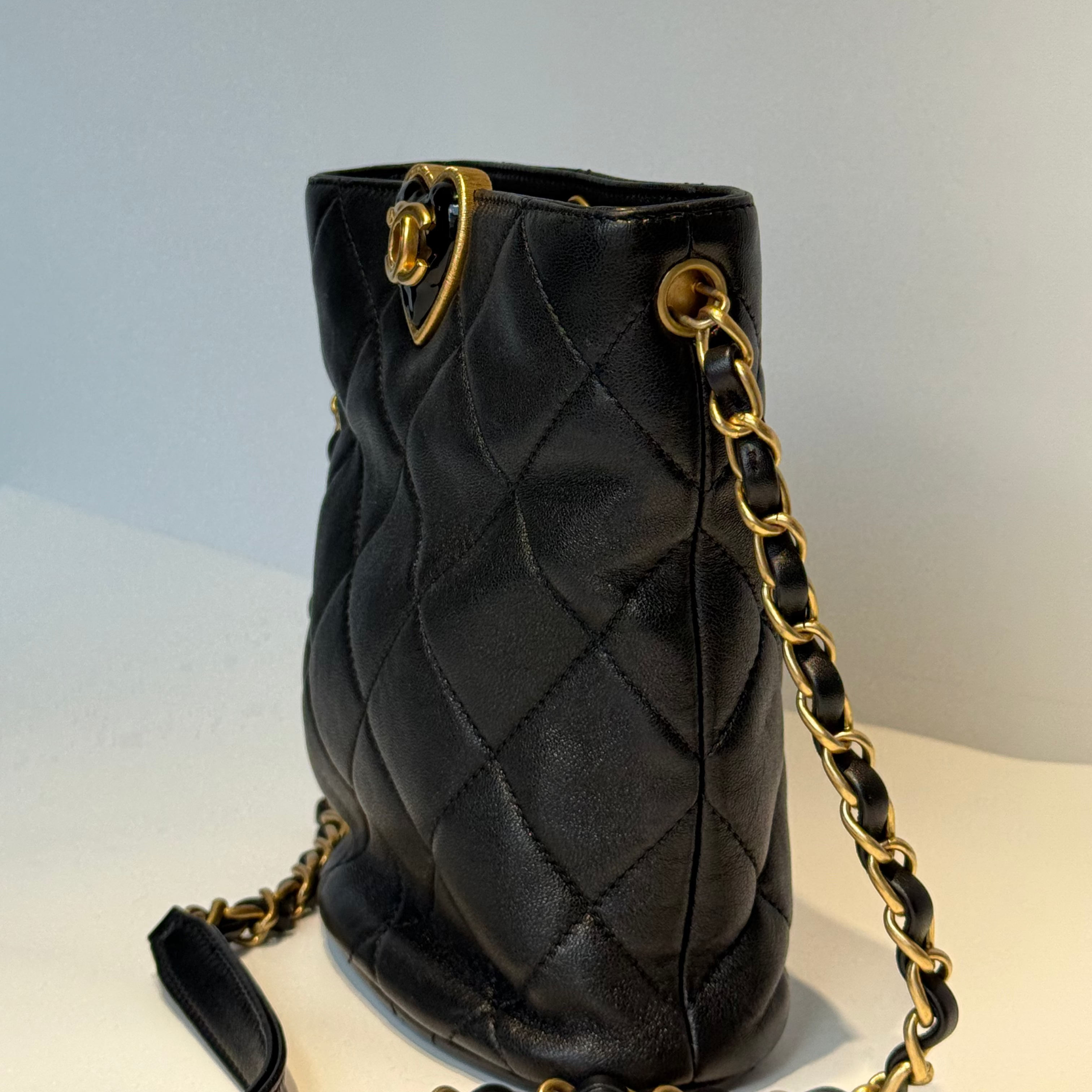 Chanel Lambskin Plexiglass Quilted Coco Love Bucket Bag - Queen May