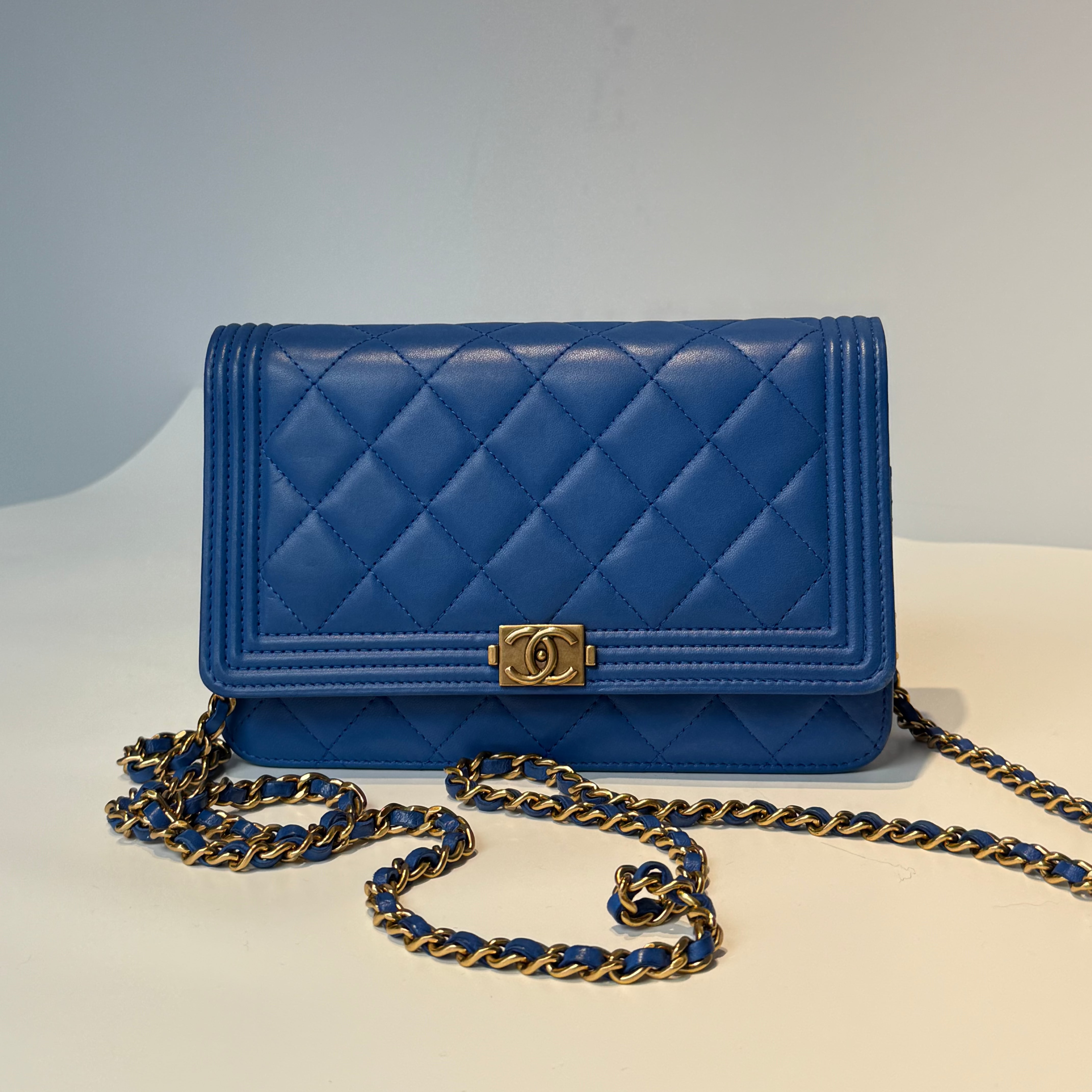 Chanel Lambskin Wallet On Chain Boy Blue - Queen May
