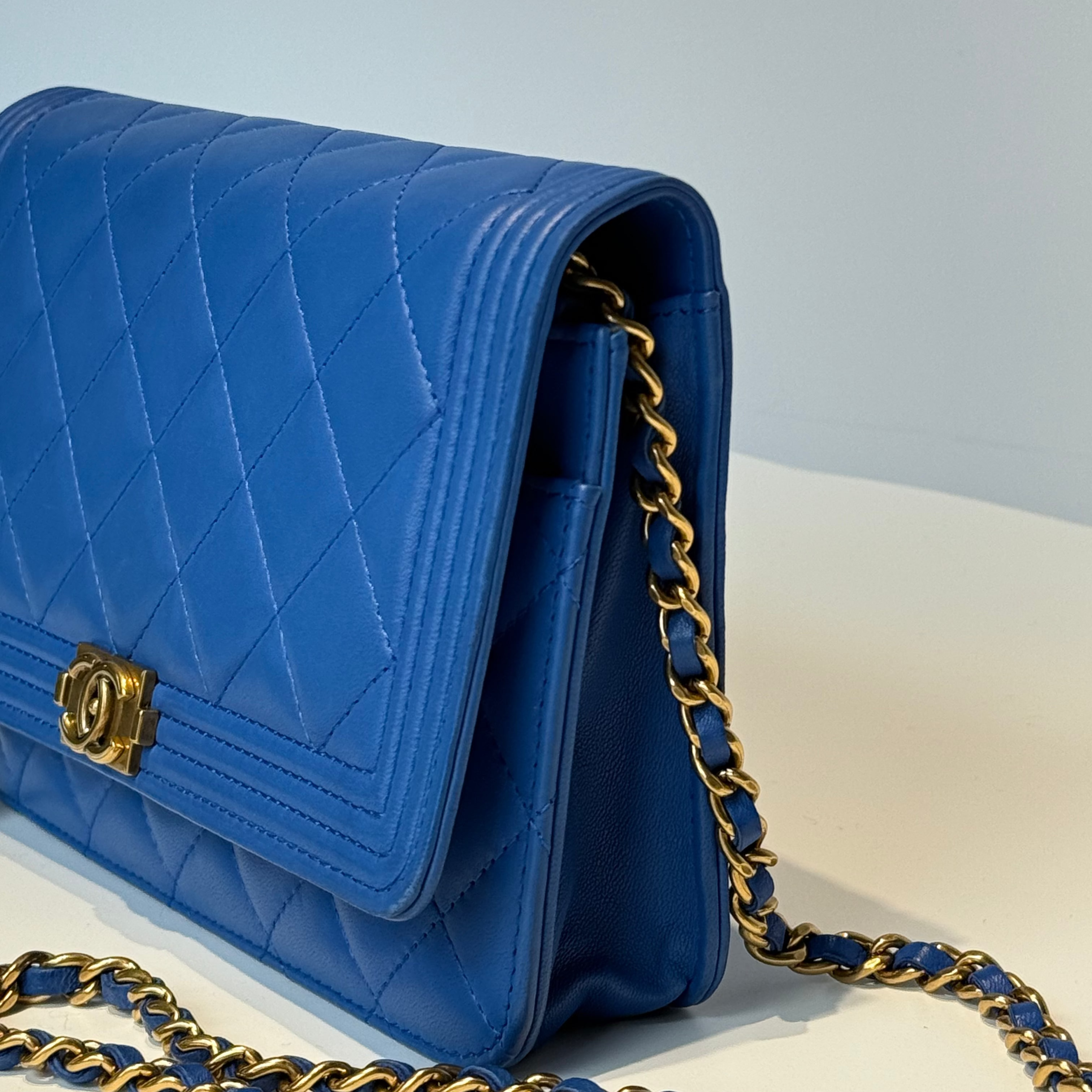 Chanel Lambskin Wallet On Chain Boy Blue - Queen May
