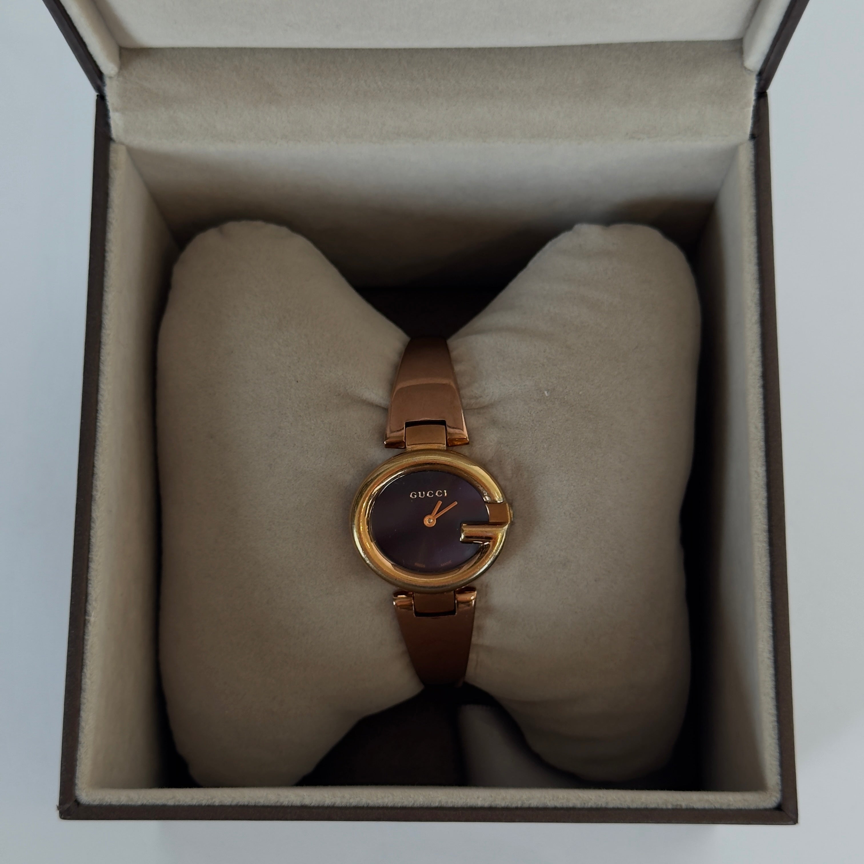 Gucci Guccissima Rose Gold Tone Black Dial Horsebit Watch - Queen May