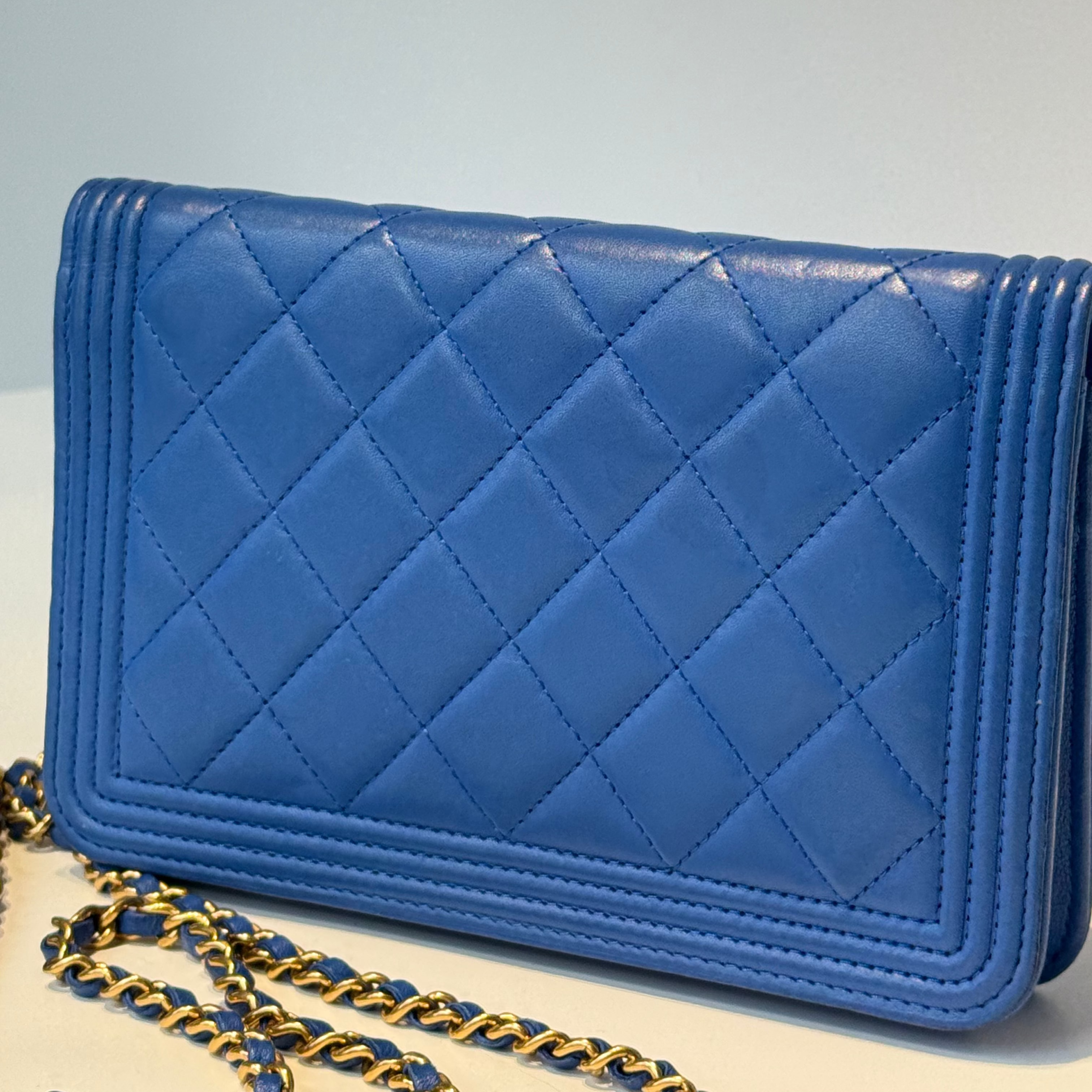 Chanel Lambskin Wallet On Chain Boy Blue - Queen May