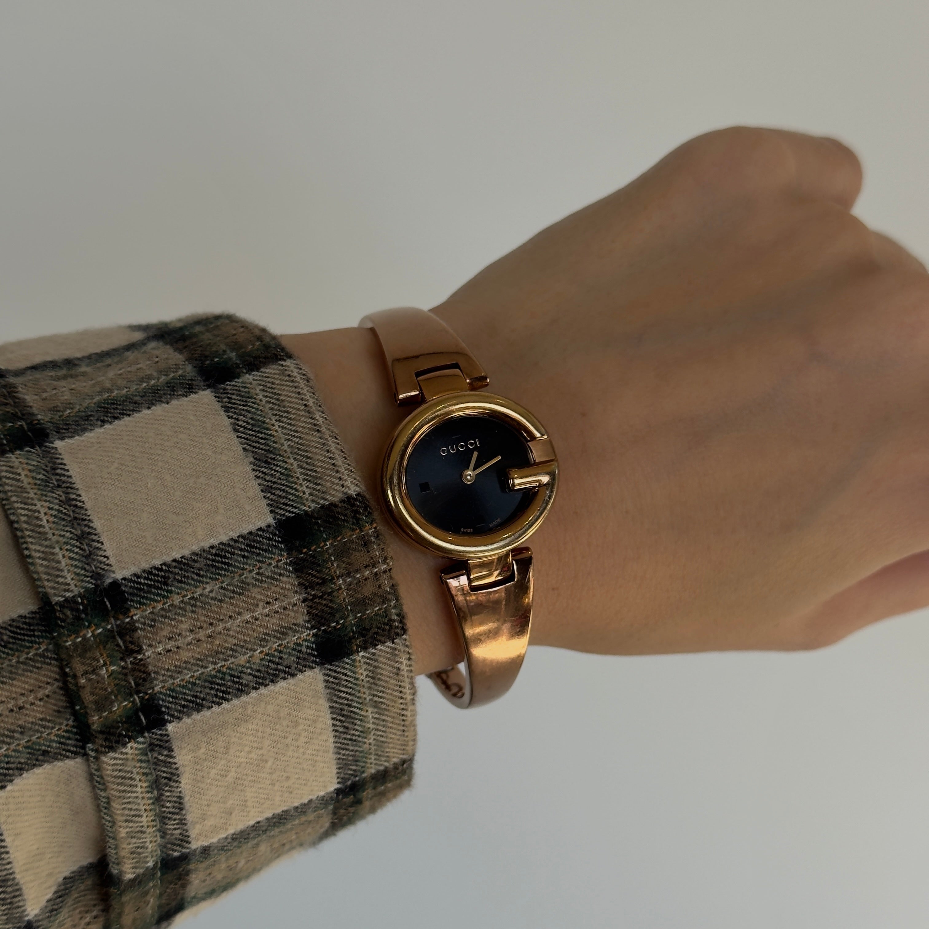 Gucci Guccissima Rose Gold Tone Black Dial Horsebit Watch - Queen May