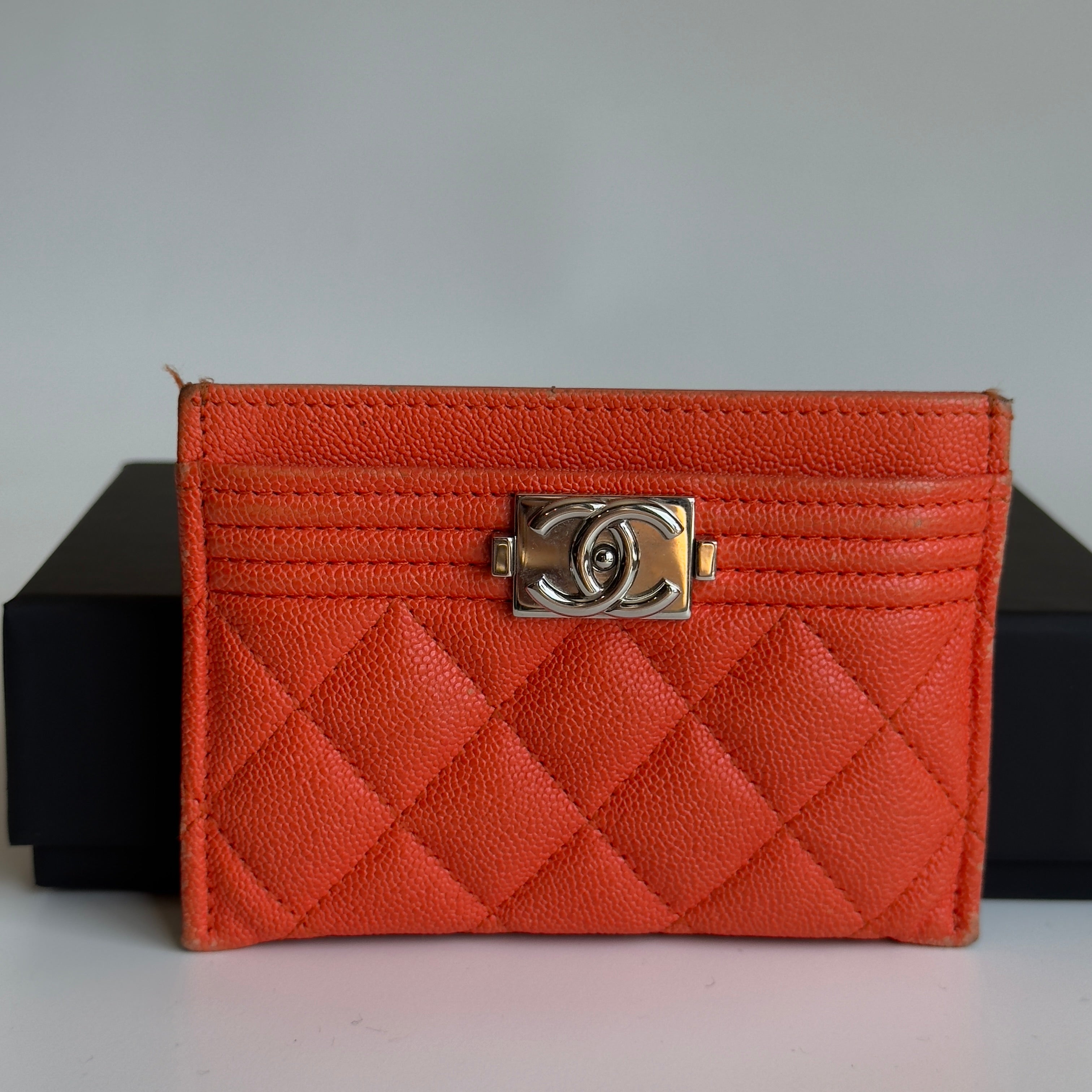 Chanel Orange Boy Caviar Card Holder - Queen May