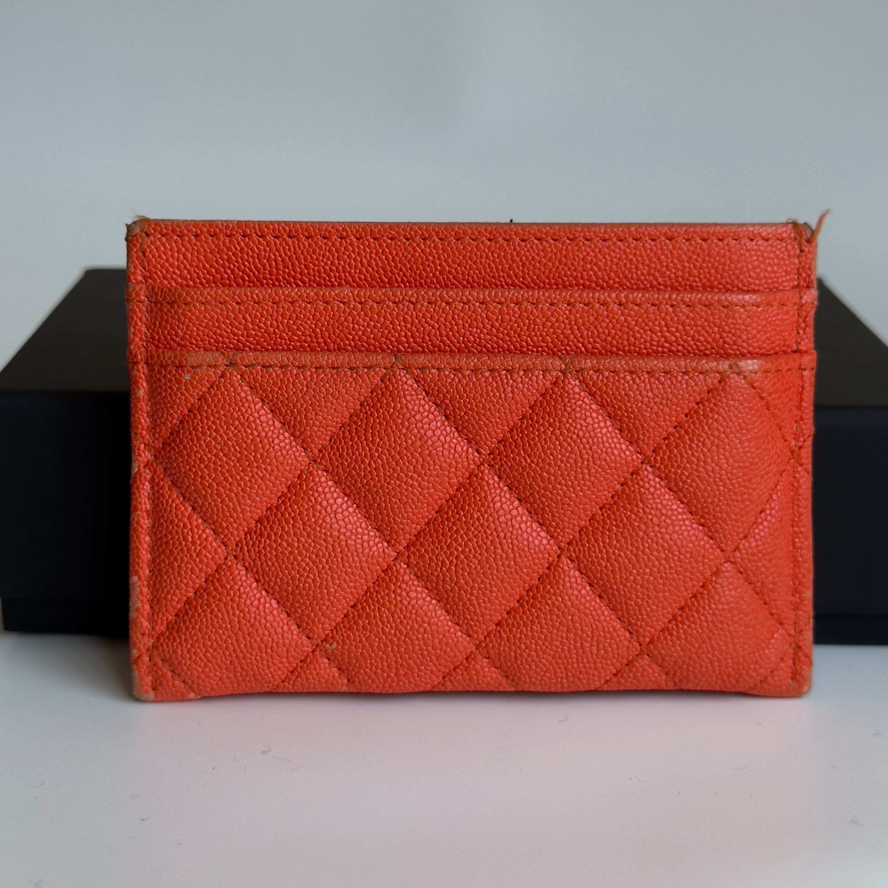 Chanel Orange Boy Caviar Card Holder - Queen May