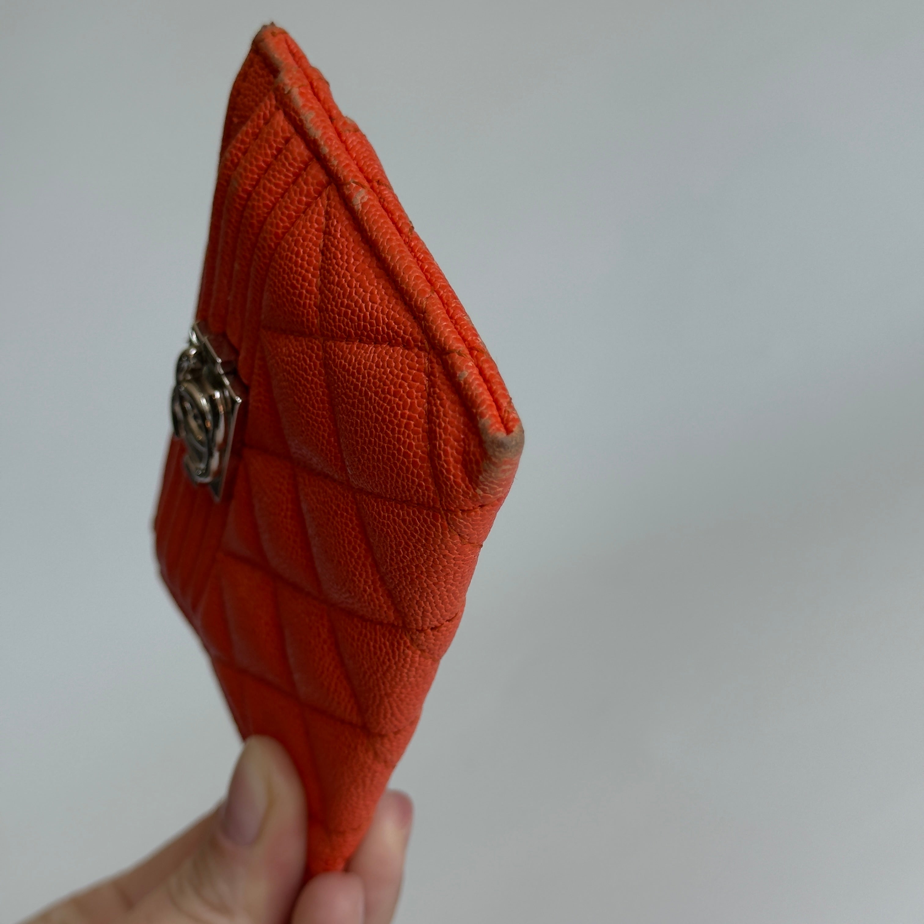Chanel Orange Boy Caviar Card Holder - Queen May