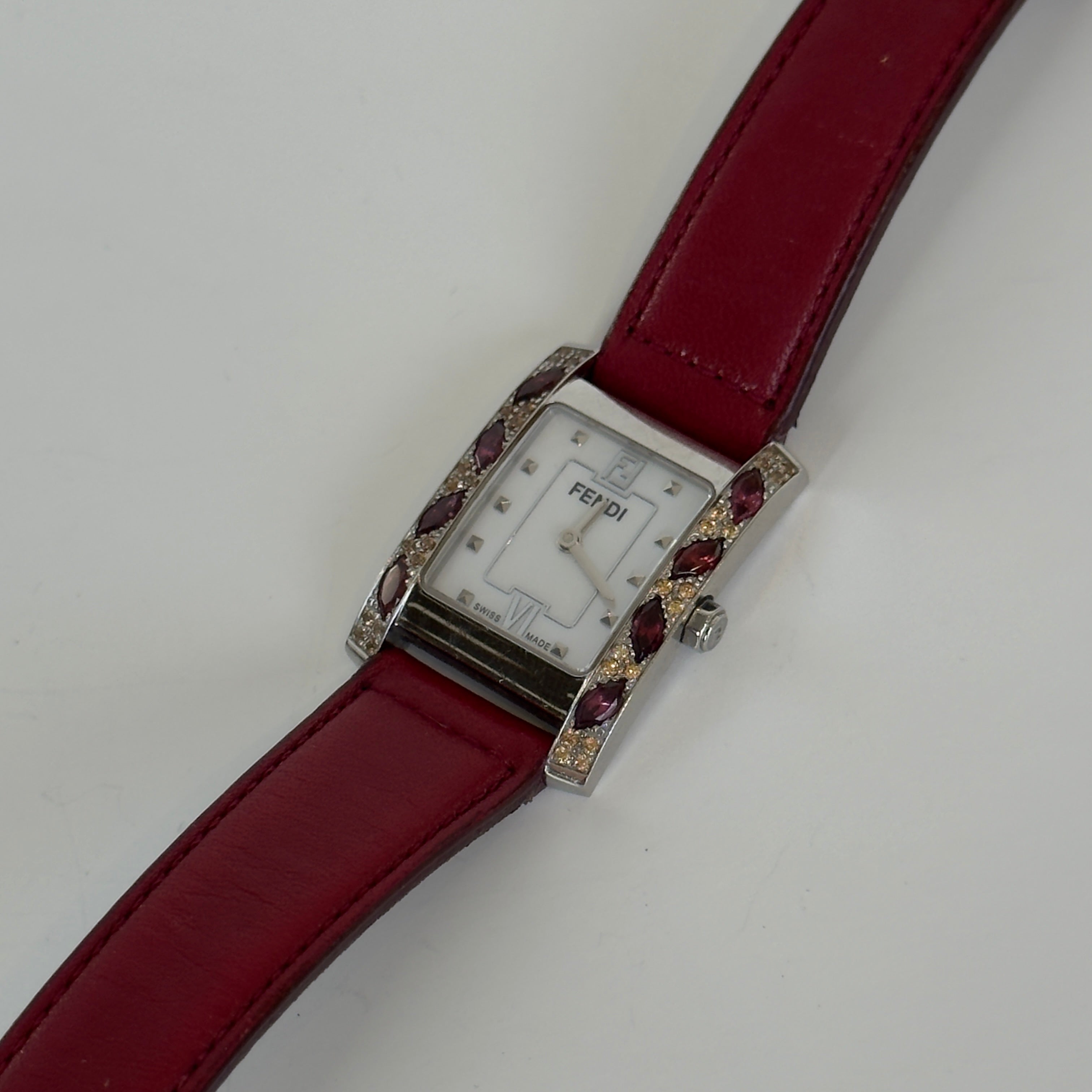 Fendi Classico 7000L Mother of Pearl Dial Crystal Case Watch - Queen May