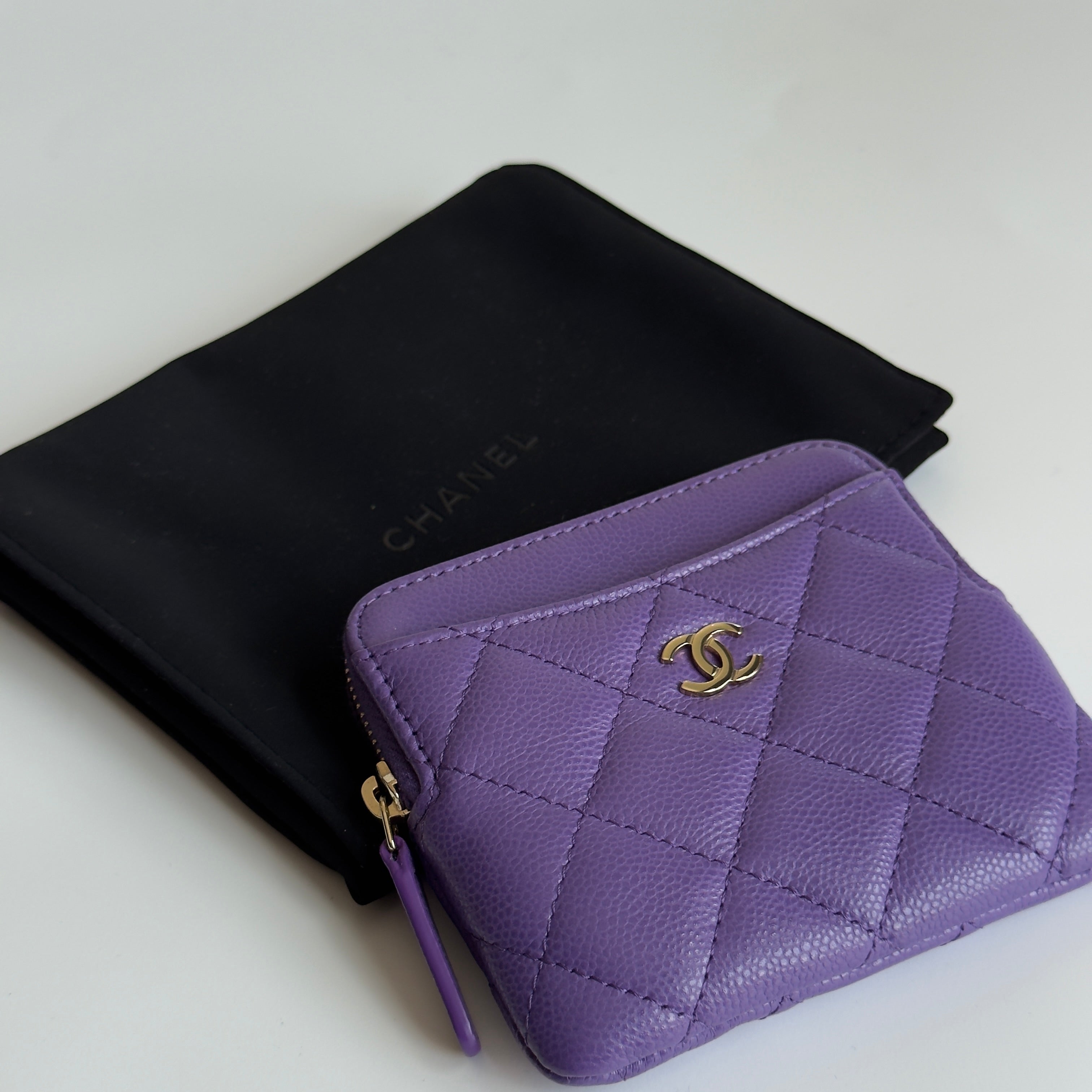 Chanel Classic Zipped Purple Coin Purse - Queen May