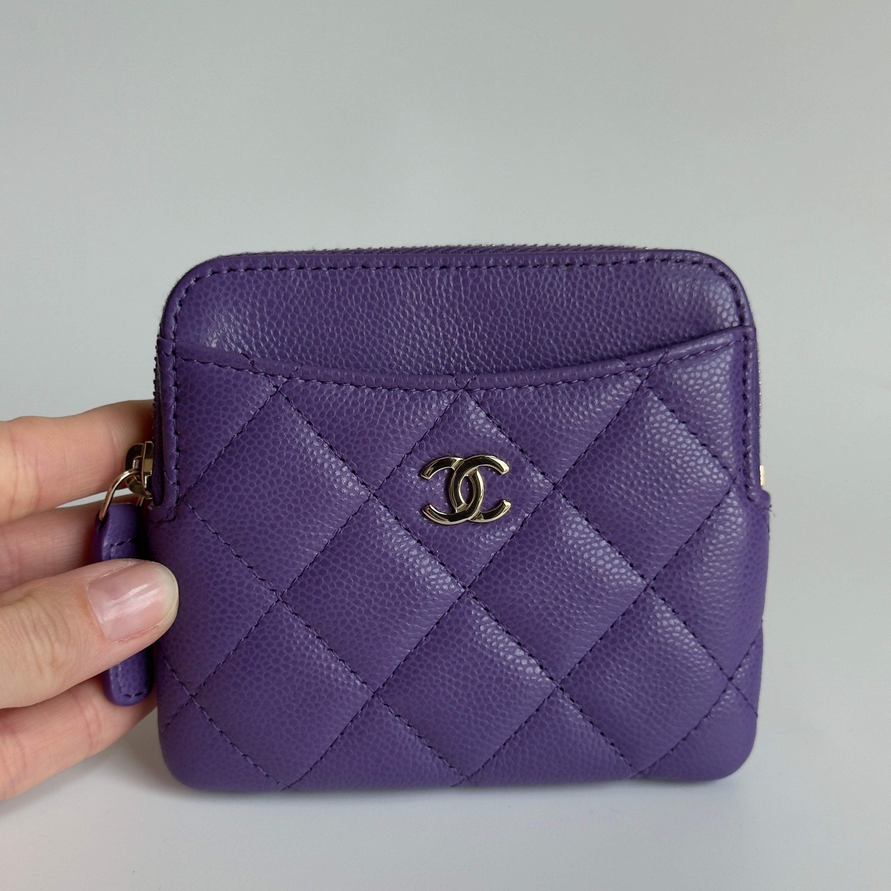 Chanel Classic Zipped Purple Coin Purse - Queen May