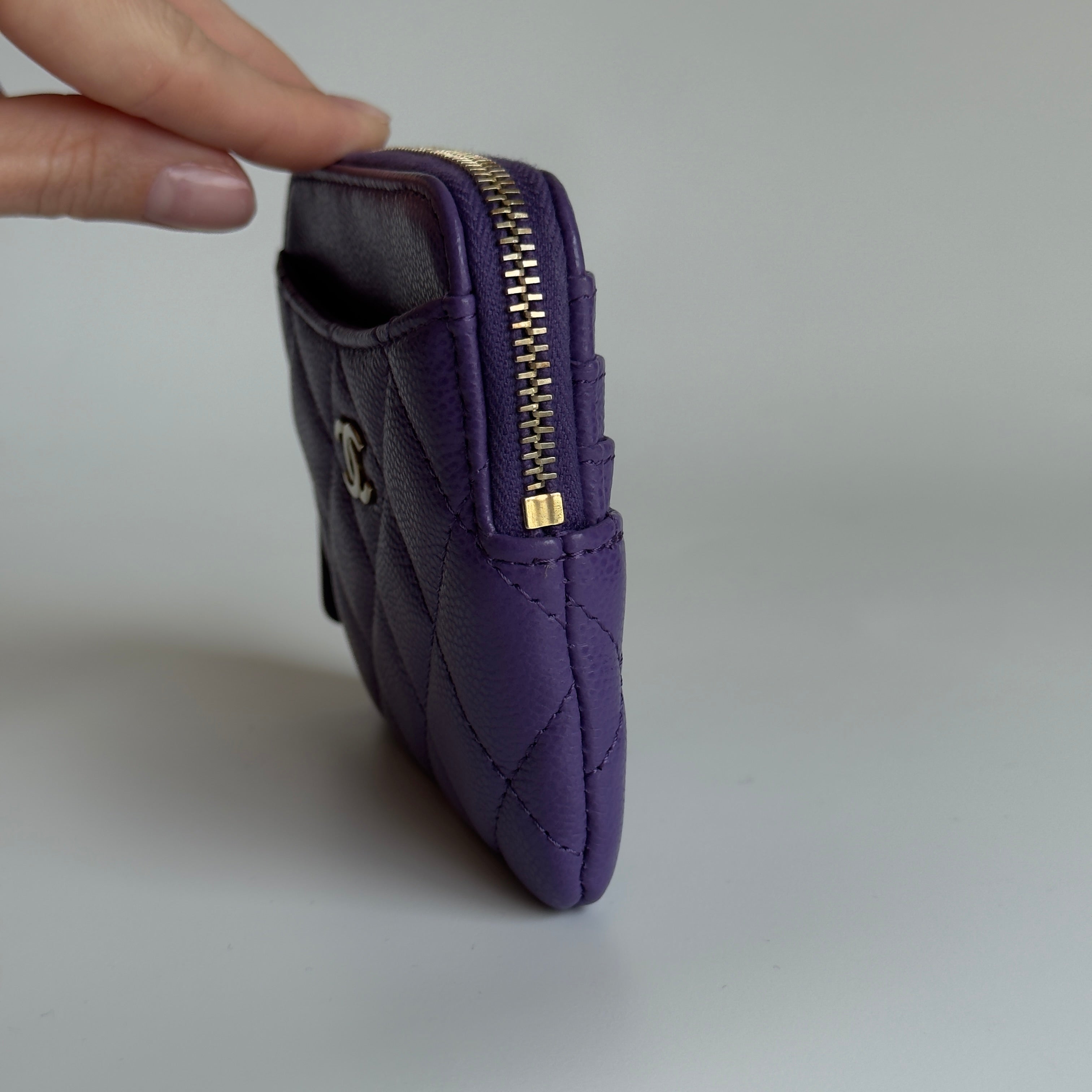 Chanel Classic Zipped Purple Coin Purse - Queen May
