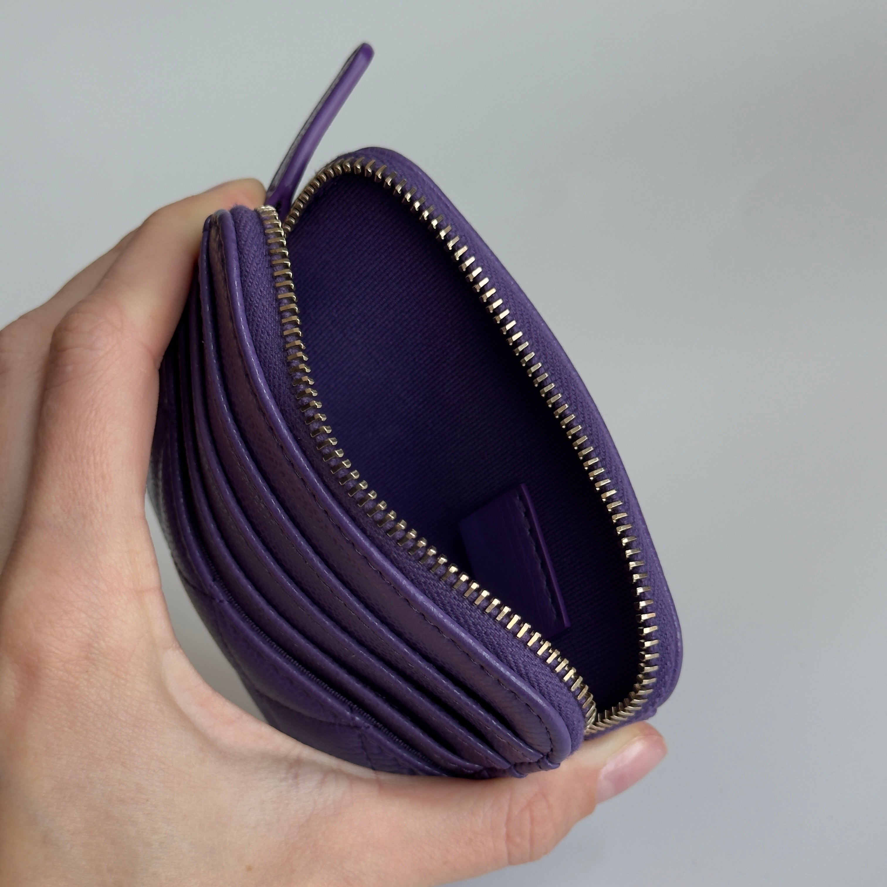 Chanel Classic Zipped Purple Coin Purse - Queen May