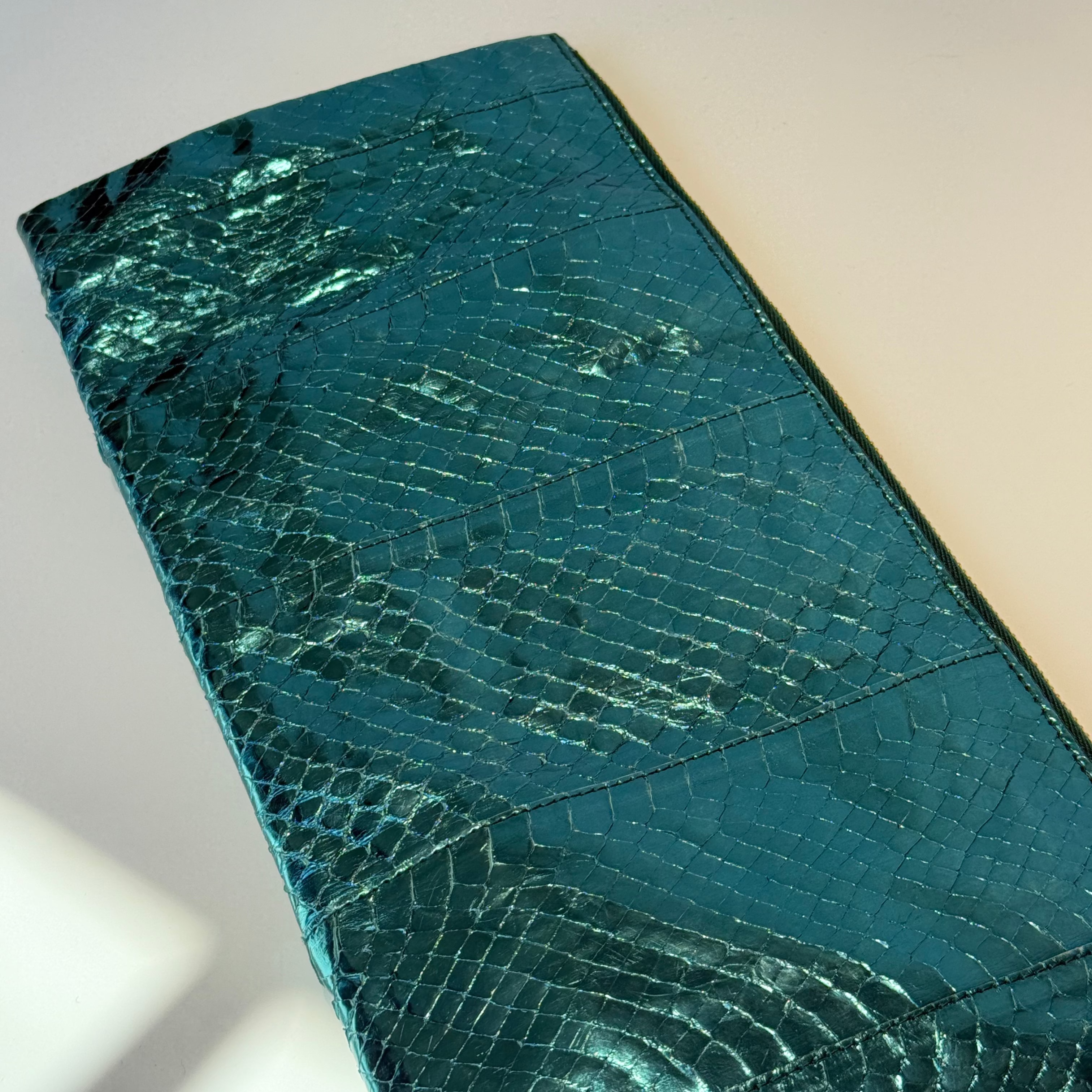 Prada Metallic Blue Watersnake Crystal Clutch - Queen May