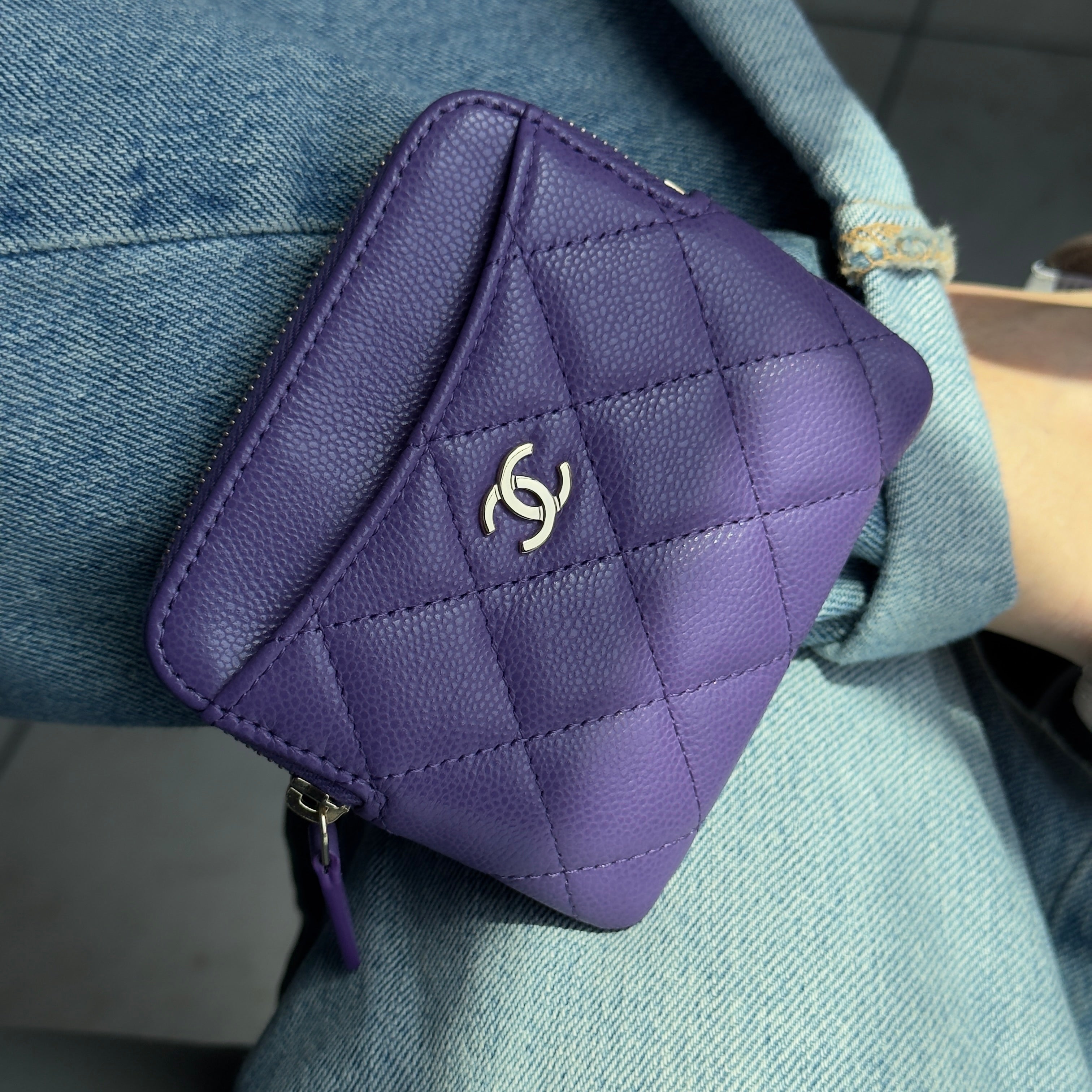 Chanel Classic Zipped Purple Coin Purse - Queen May