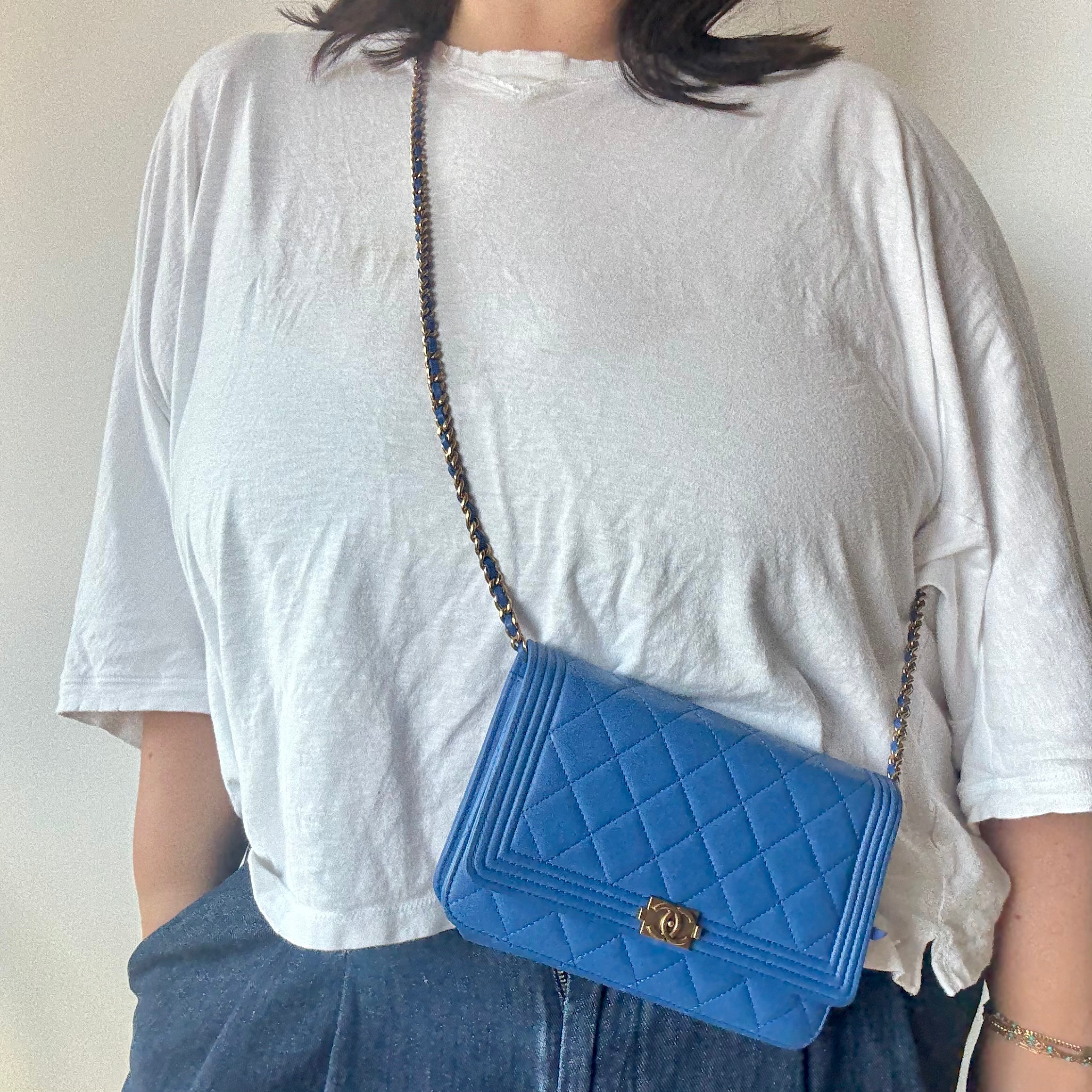 Chanel Lambskin Wallet On Chain Boy Blue - Queen May