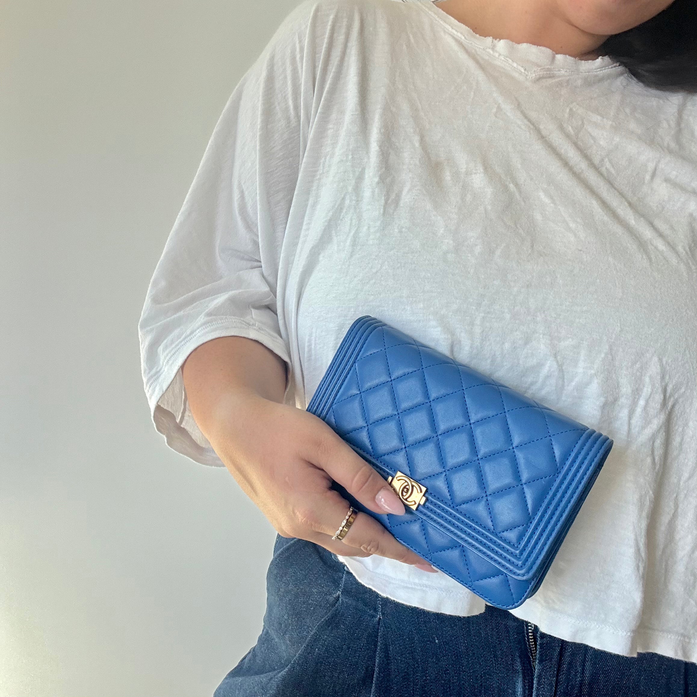 Chanel Lambskin Wallet On Chain Boy Blue - Queen May
