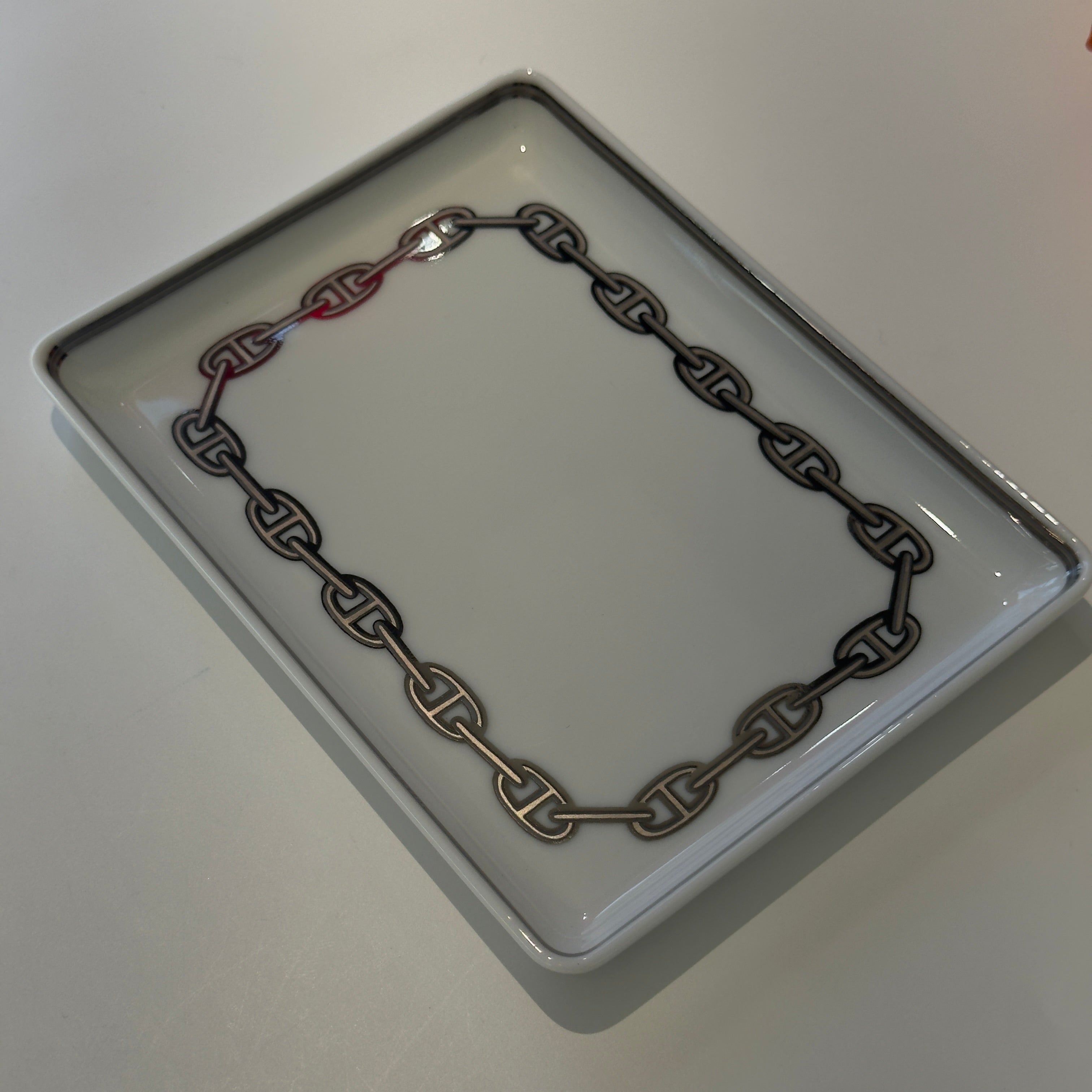 Hermes Porcelain Chaine D'ancre Tray Grey
